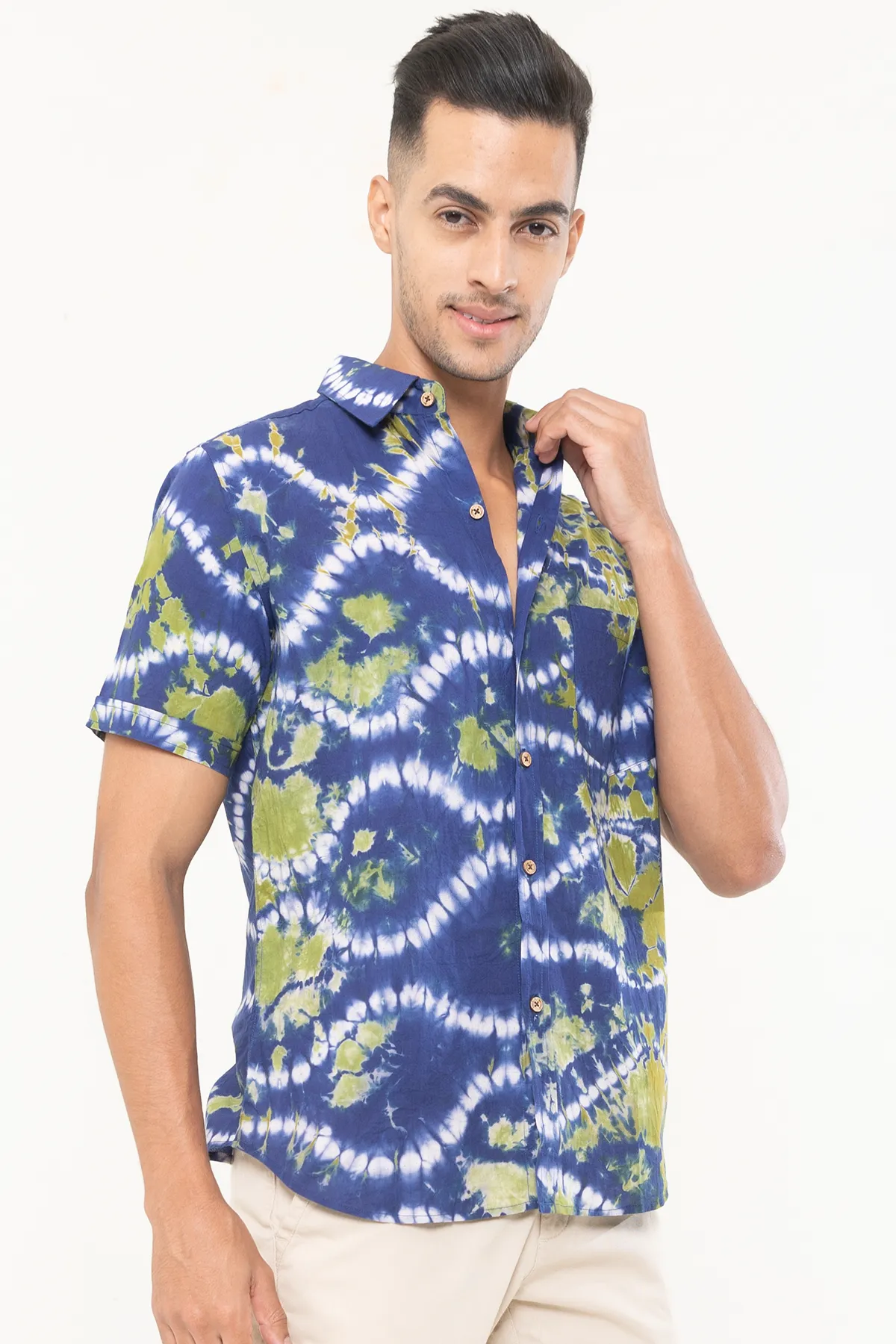 Purple Green Tie Dye cotton shirt half sleeves | Style Matters