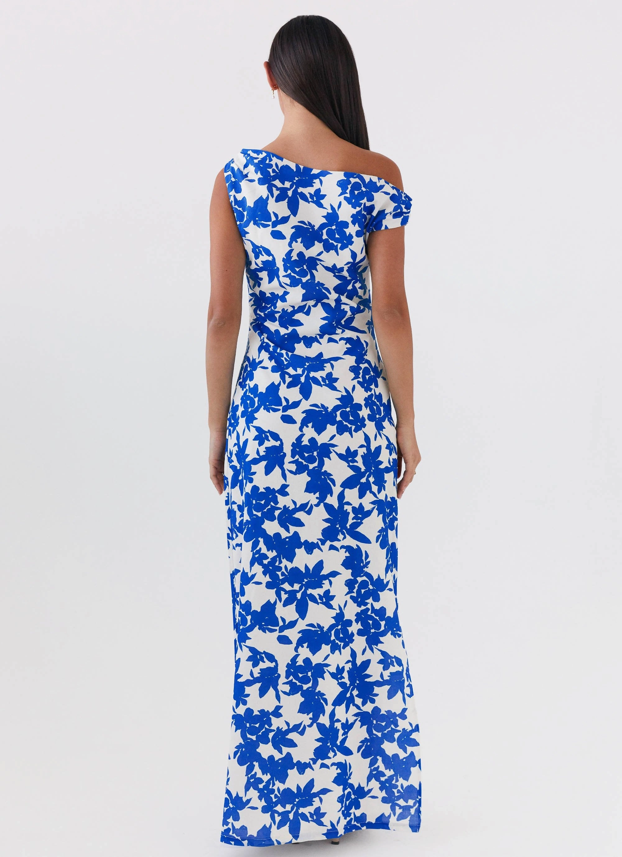 Pyper Off Shoulder Maxi Dress - Blue Floral Ethically-Made NonSlipClosure