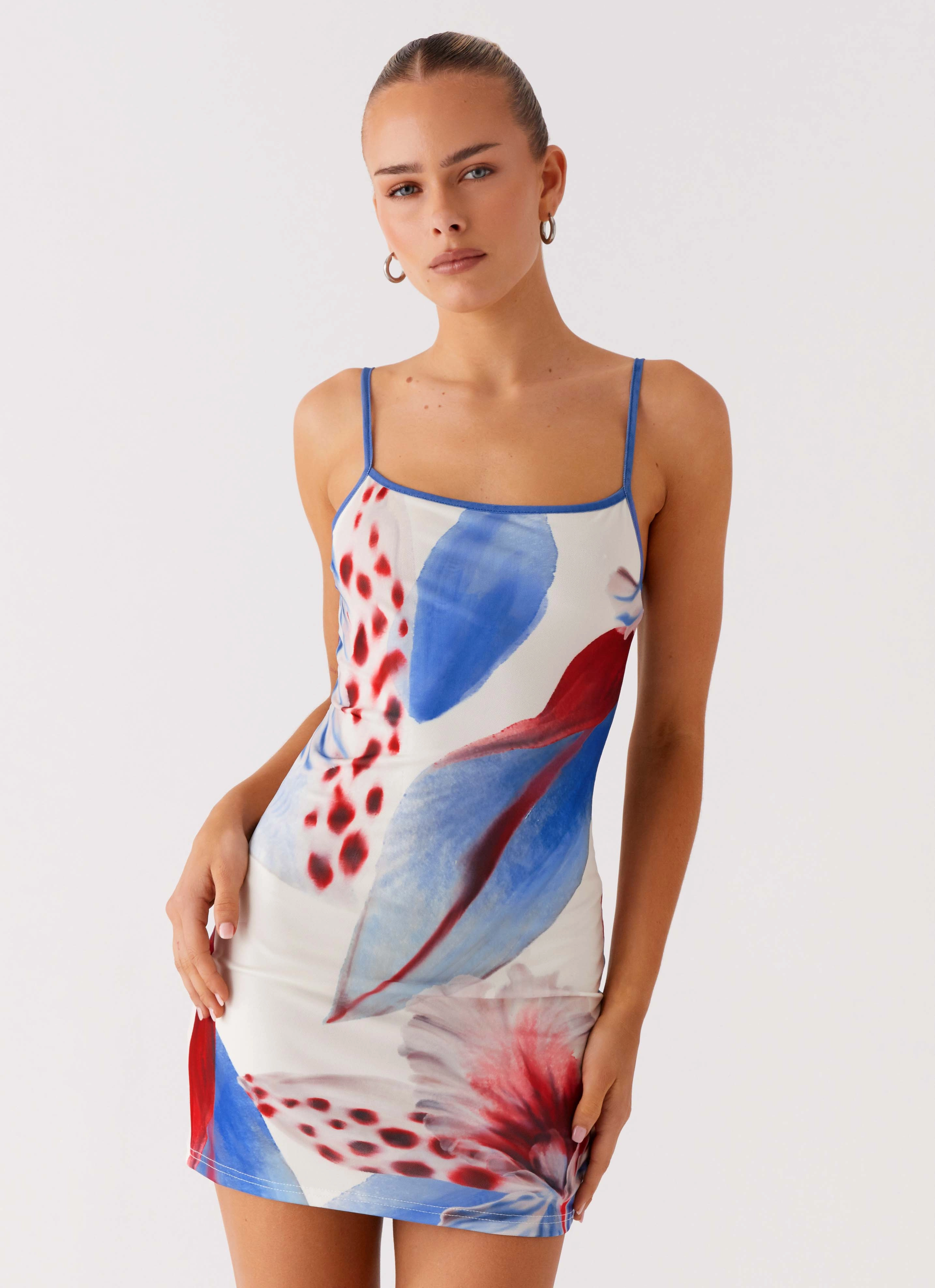 Elegant brunch outfit Silky Mood Everett Mini Dress - Deep Sea Bloom