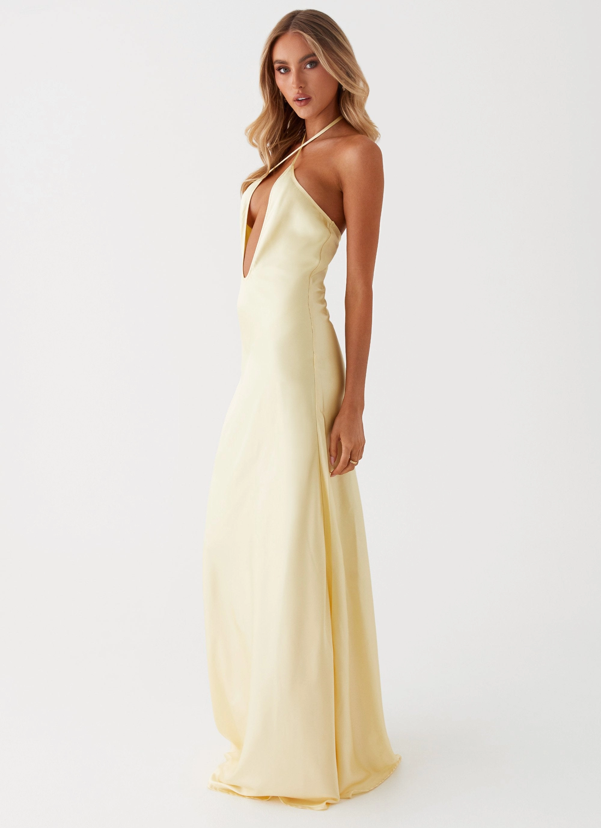 Noir Symphony Maxi Dress - Yellow Relaxed Style light layering