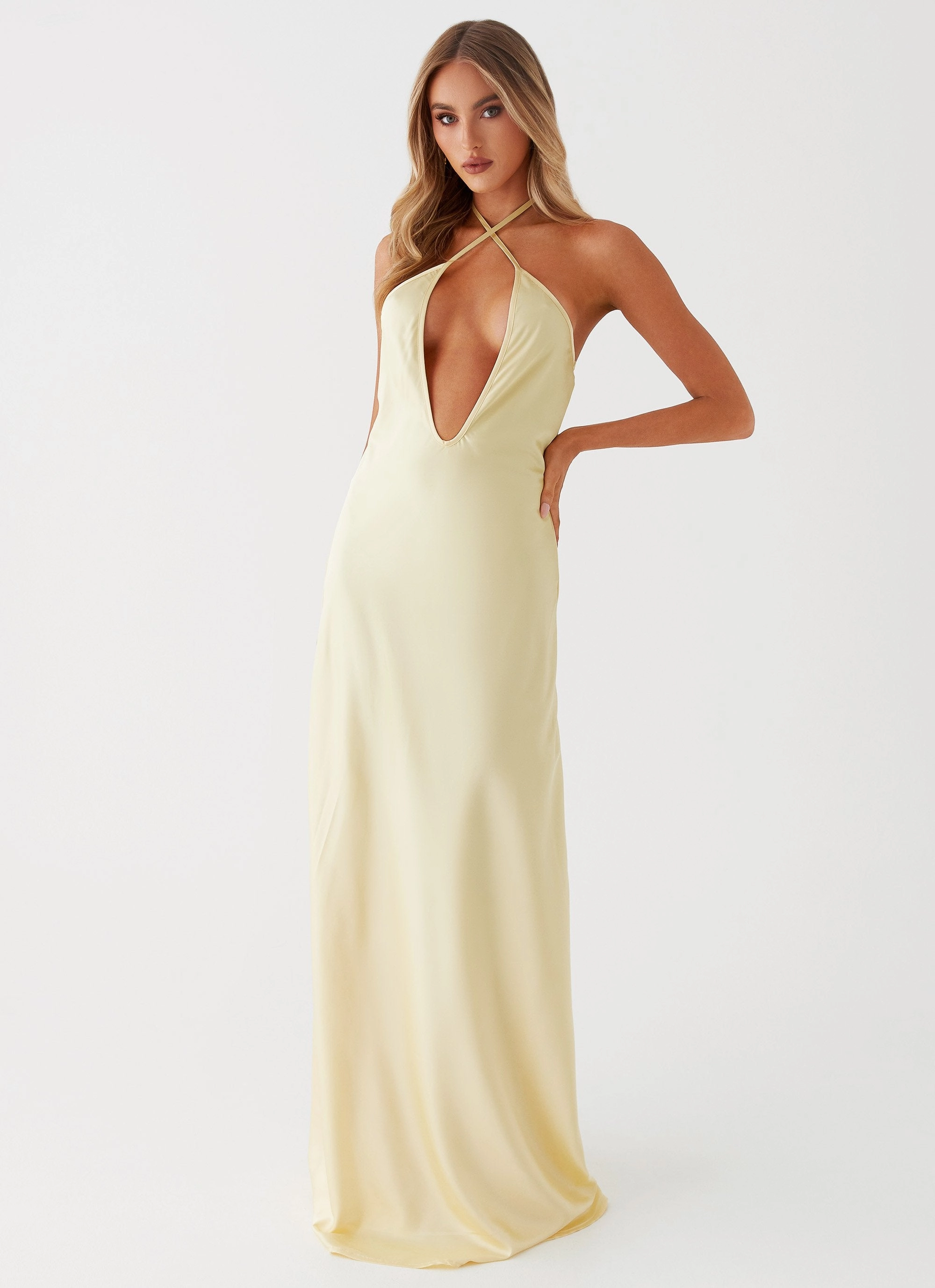 Gentle Aesthetic Noir Symphony Maxi Dress - Yellow