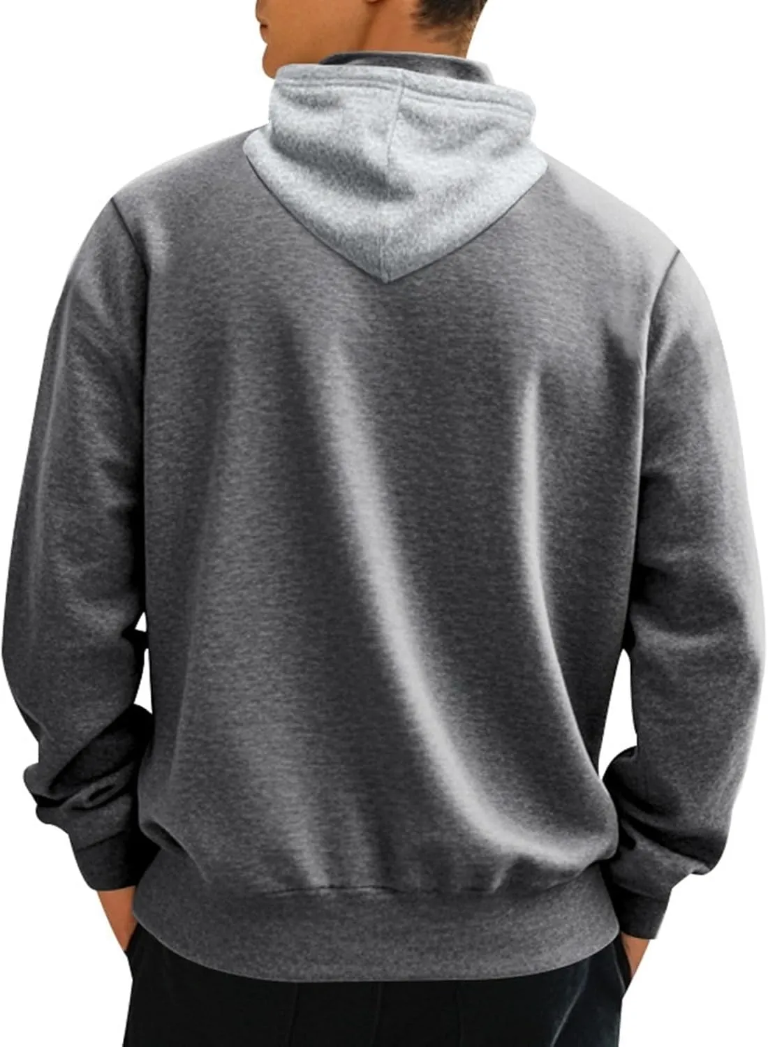 Quarter Zip Pullover Men Fleece Winter Hoodies Drawstring Fall Sweatshirts Long Sleeve Thermal Hoodies