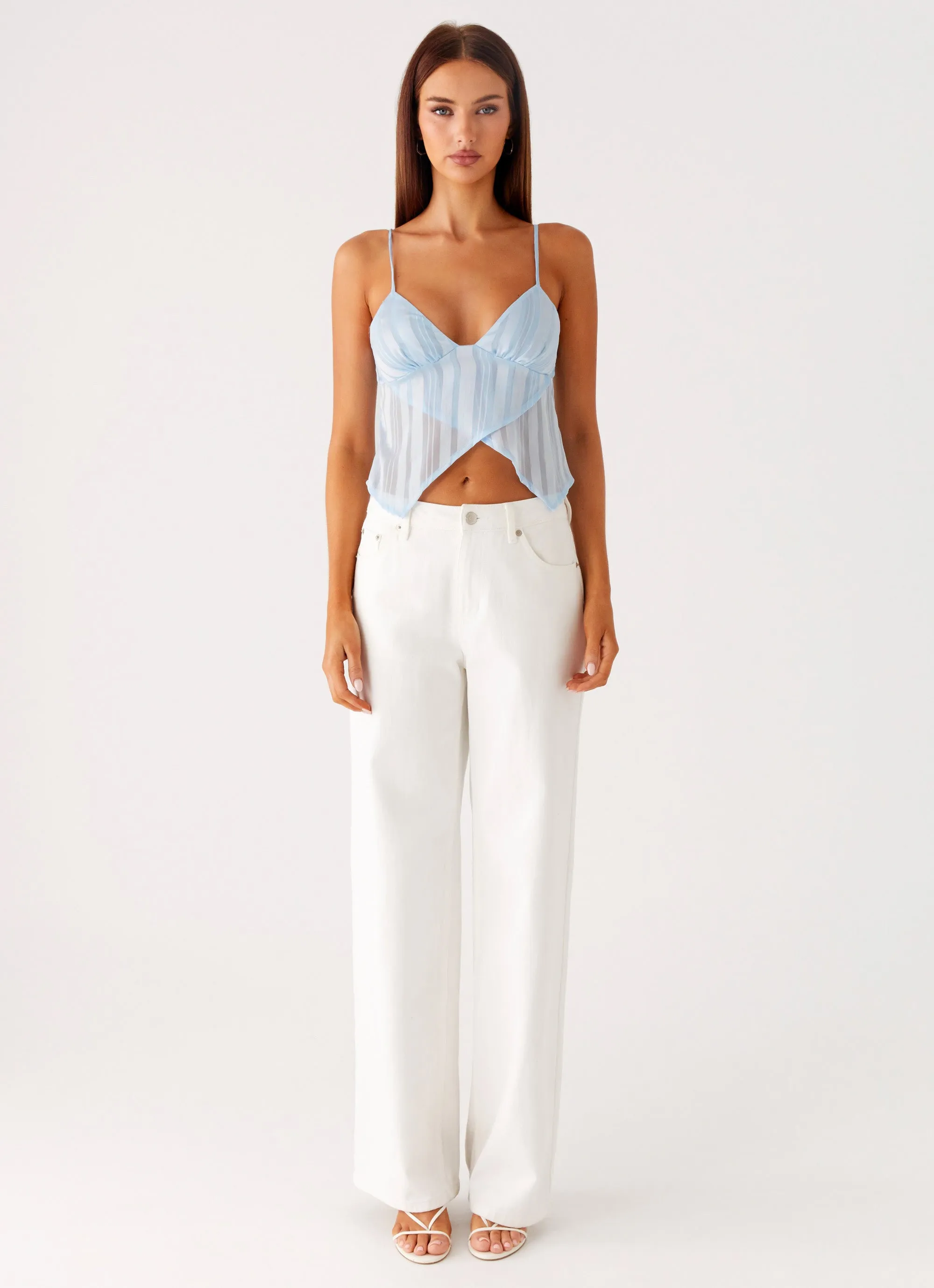 Soft Knit Glynne Frill Top - Baby Blue