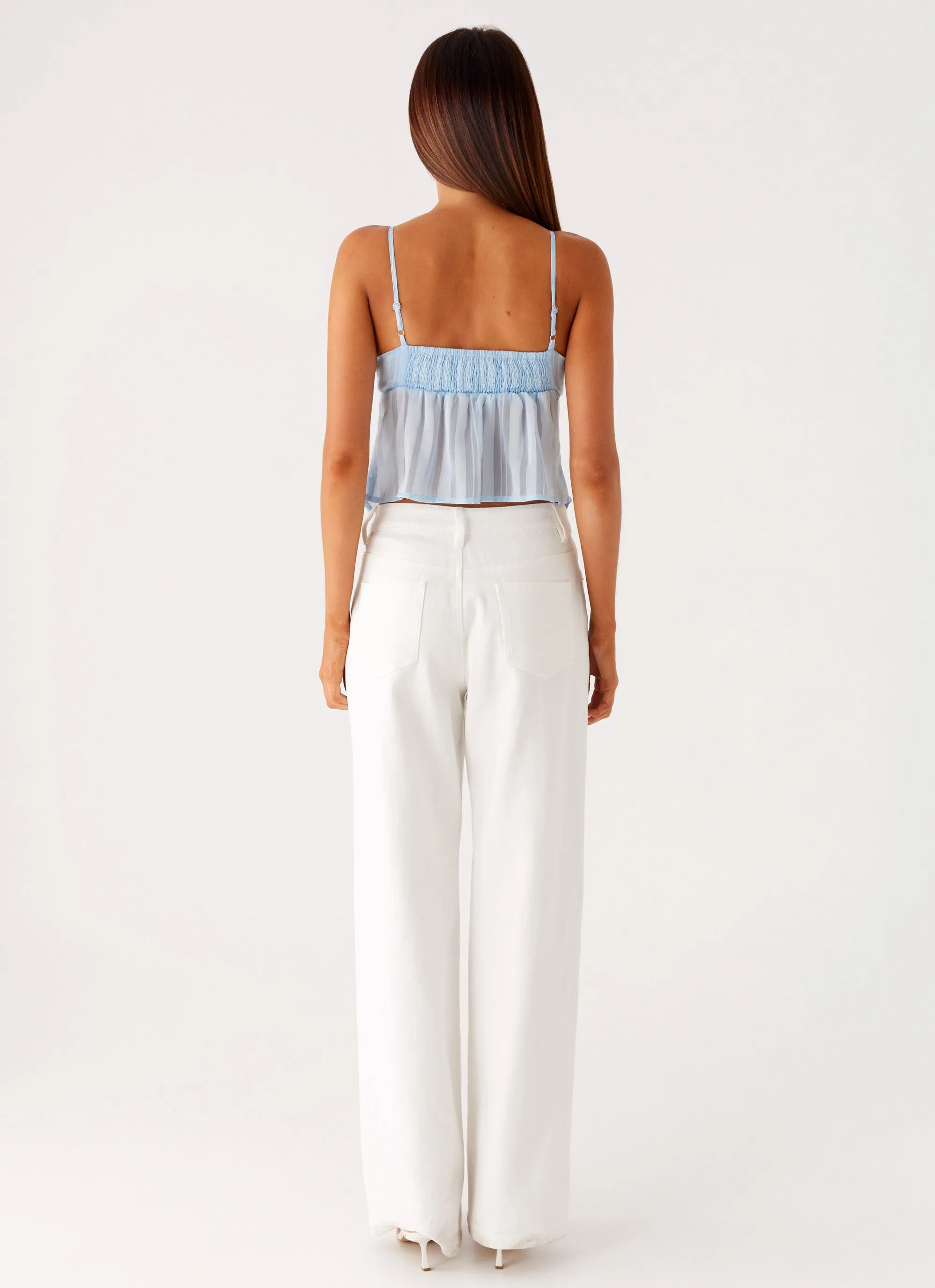 Layered Sleeve Glynne Frill Top - Baby Blue