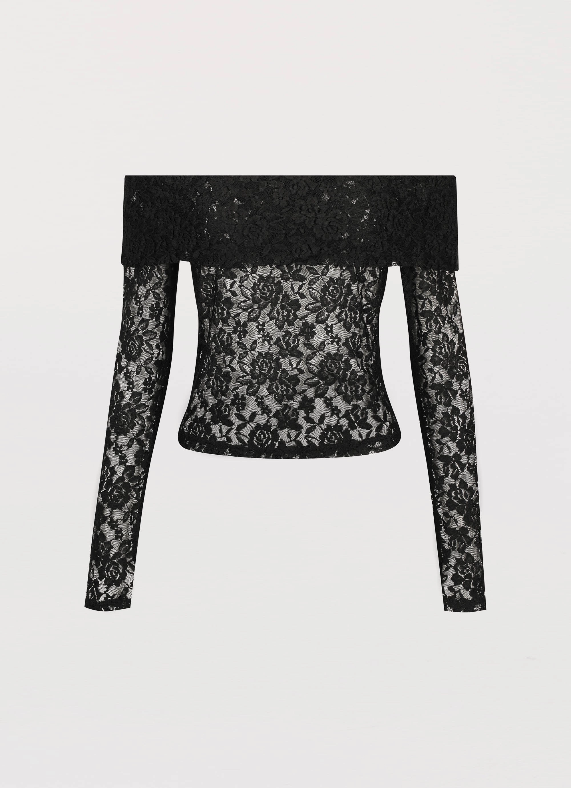 Zephyra Lace Long Sleeve Top - Black LightPadding Compression Storage