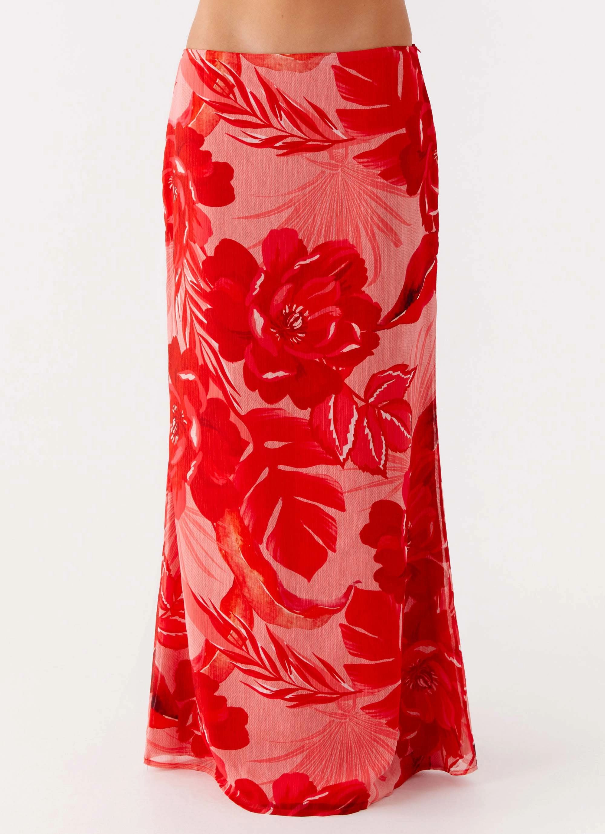 Soulful Low Rise Maxi Skirt - Sicily Sunsets Print Flat Seams