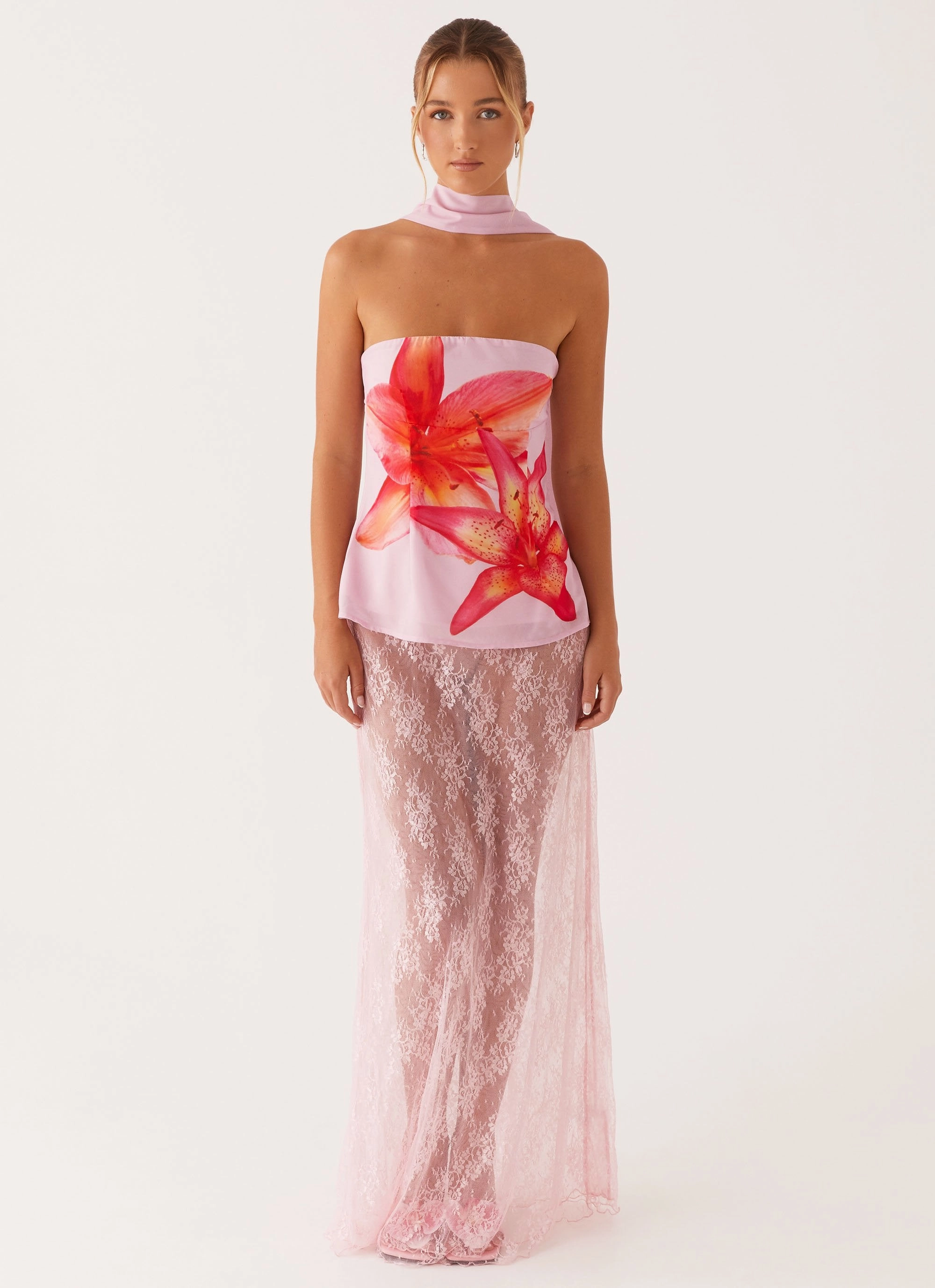 Blaise Scarf Top - Pink Floral ZeroWastePattern Office Look