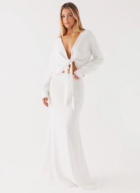 Parker Linen Maxi Skirt - White ReversibleStyle Temperature Adaptive