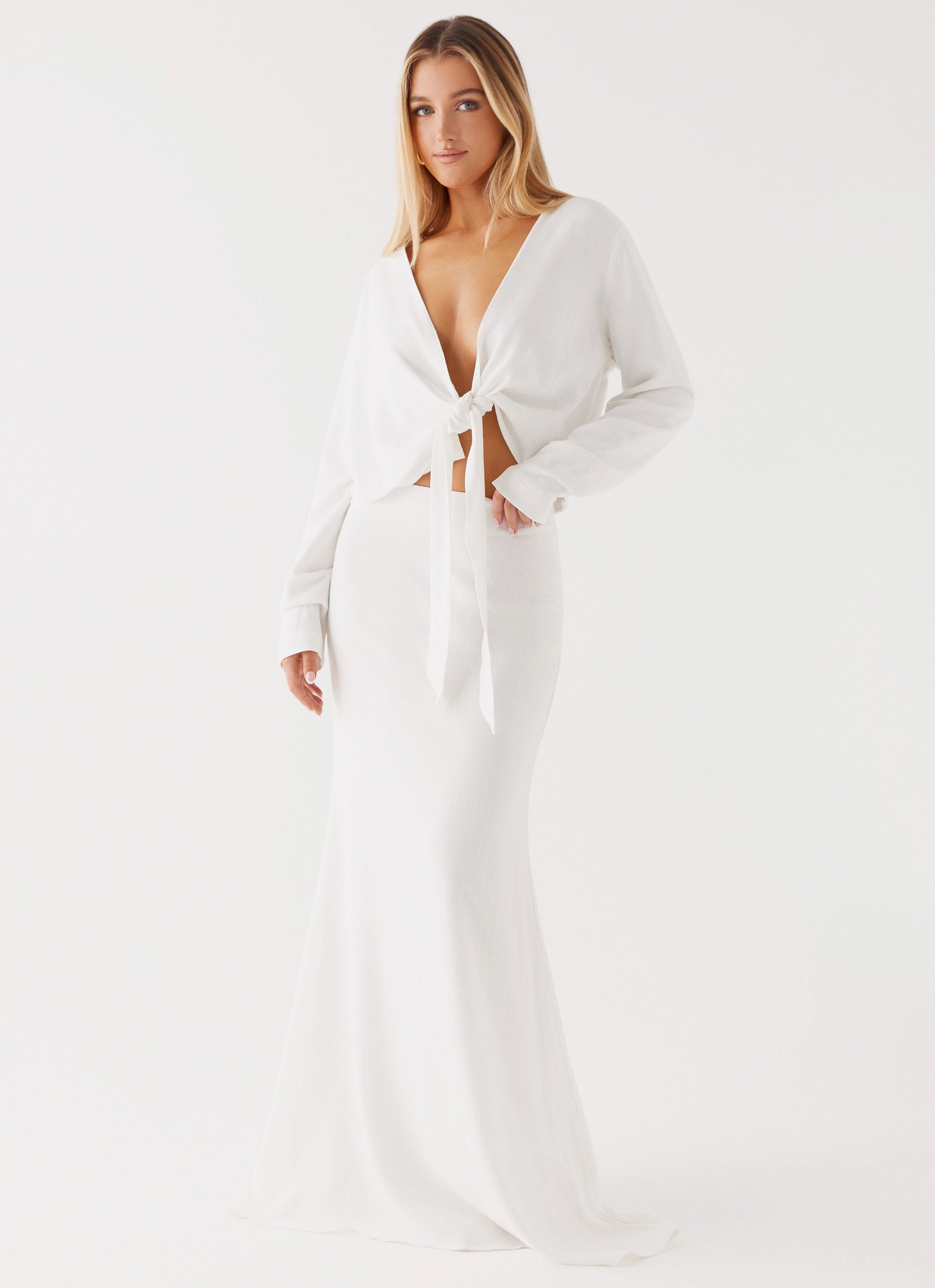 Parker Linen Maxi Skirt - White ReversibleStyle Temperature Adaptive