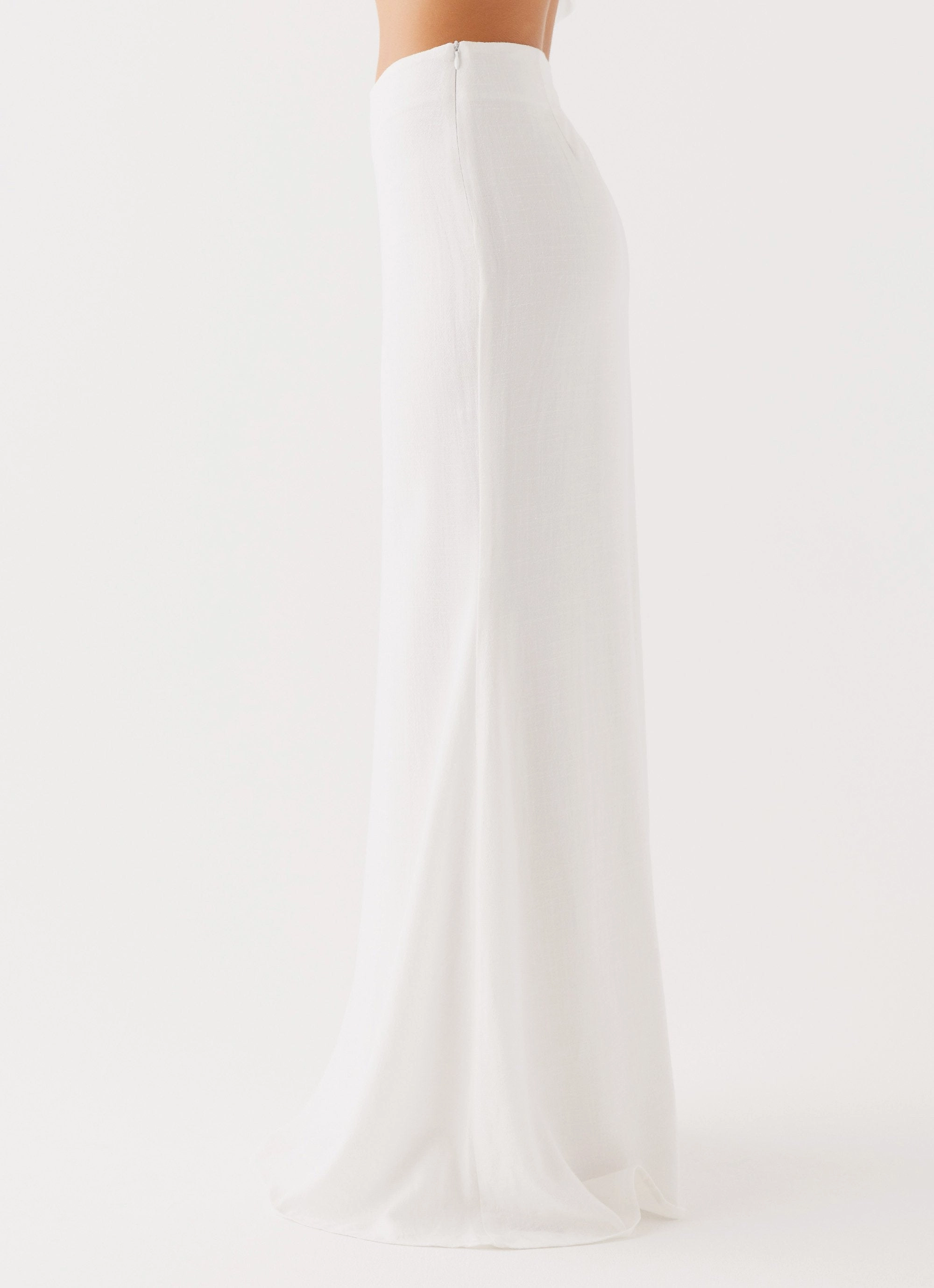 Parker Linen Maxi Skirt - White Minimalist Pocket Layout