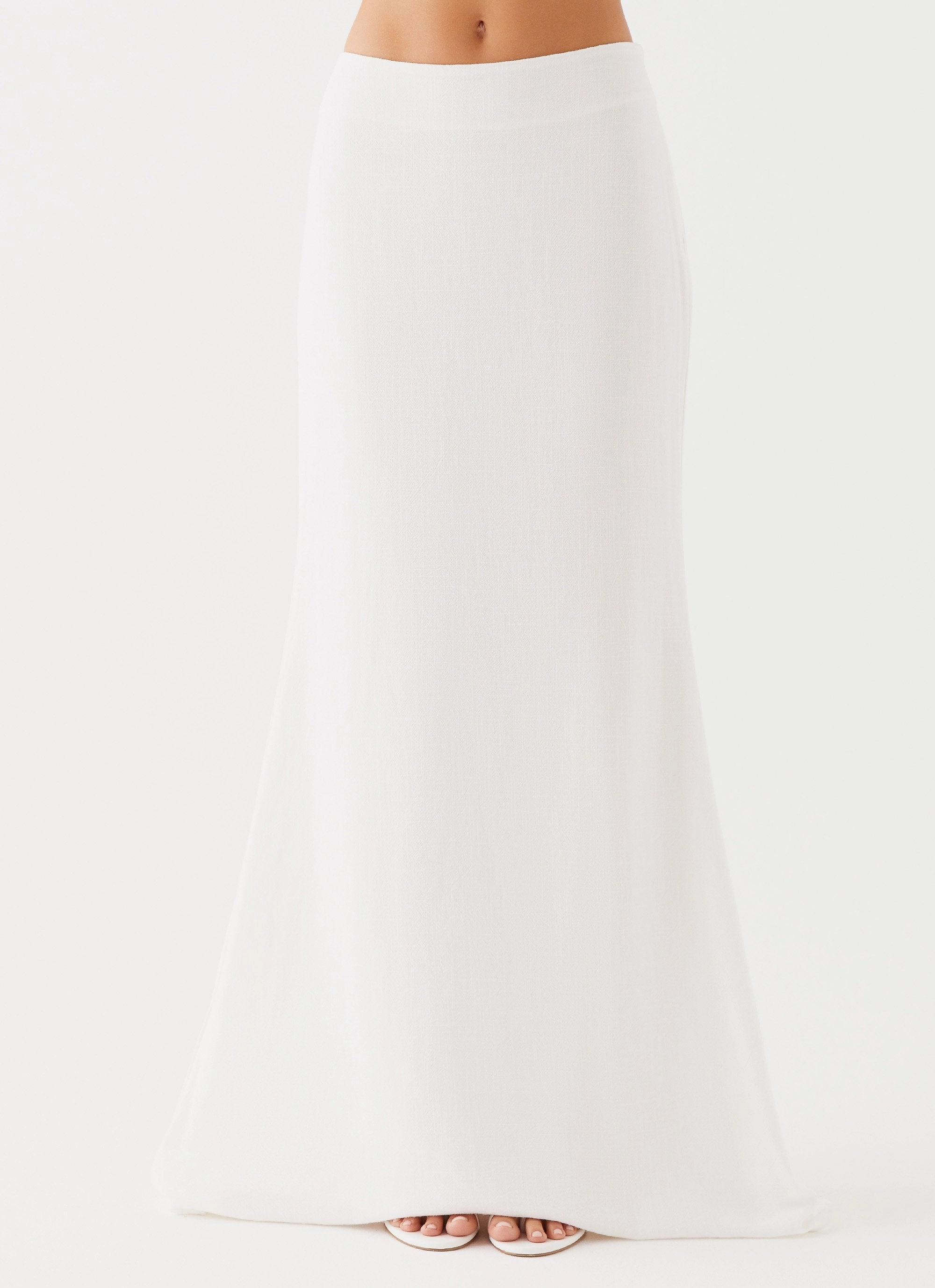 All Day Layering Parker Linen Maxi Skirt - White