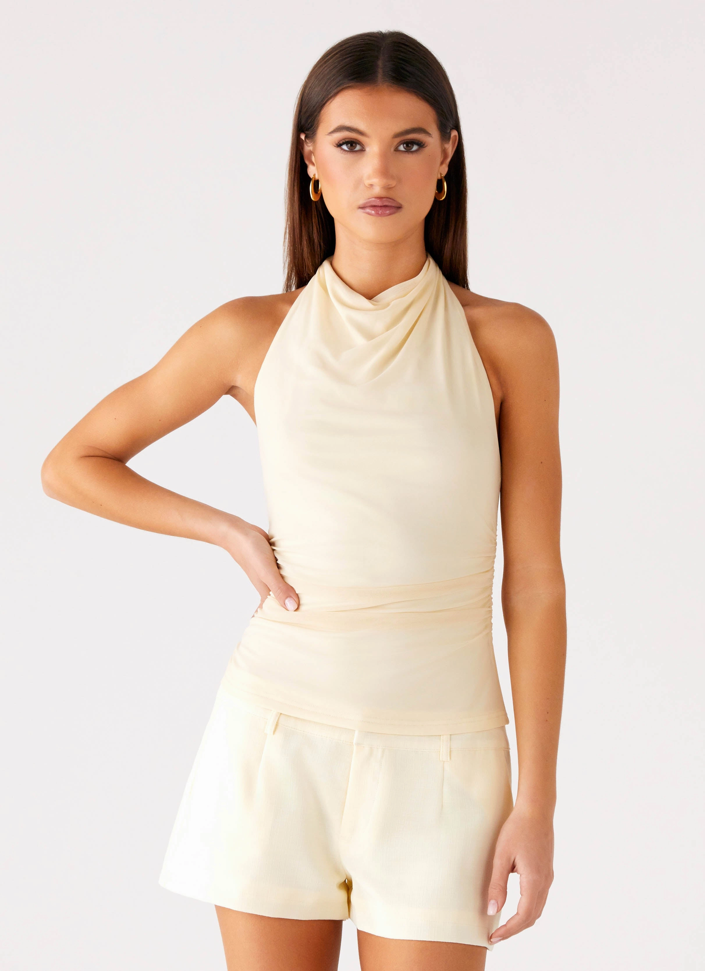 Dry Weather Look AntiPilling Finish Rosana Halter Top - Butter
