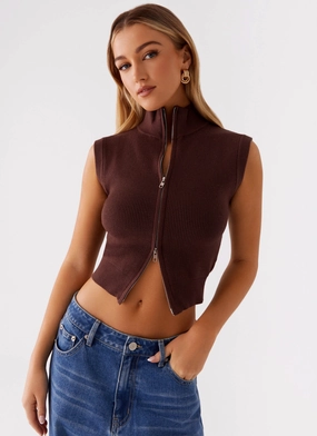 Durable Color Retention Keegan Knit Vest - Chocolate