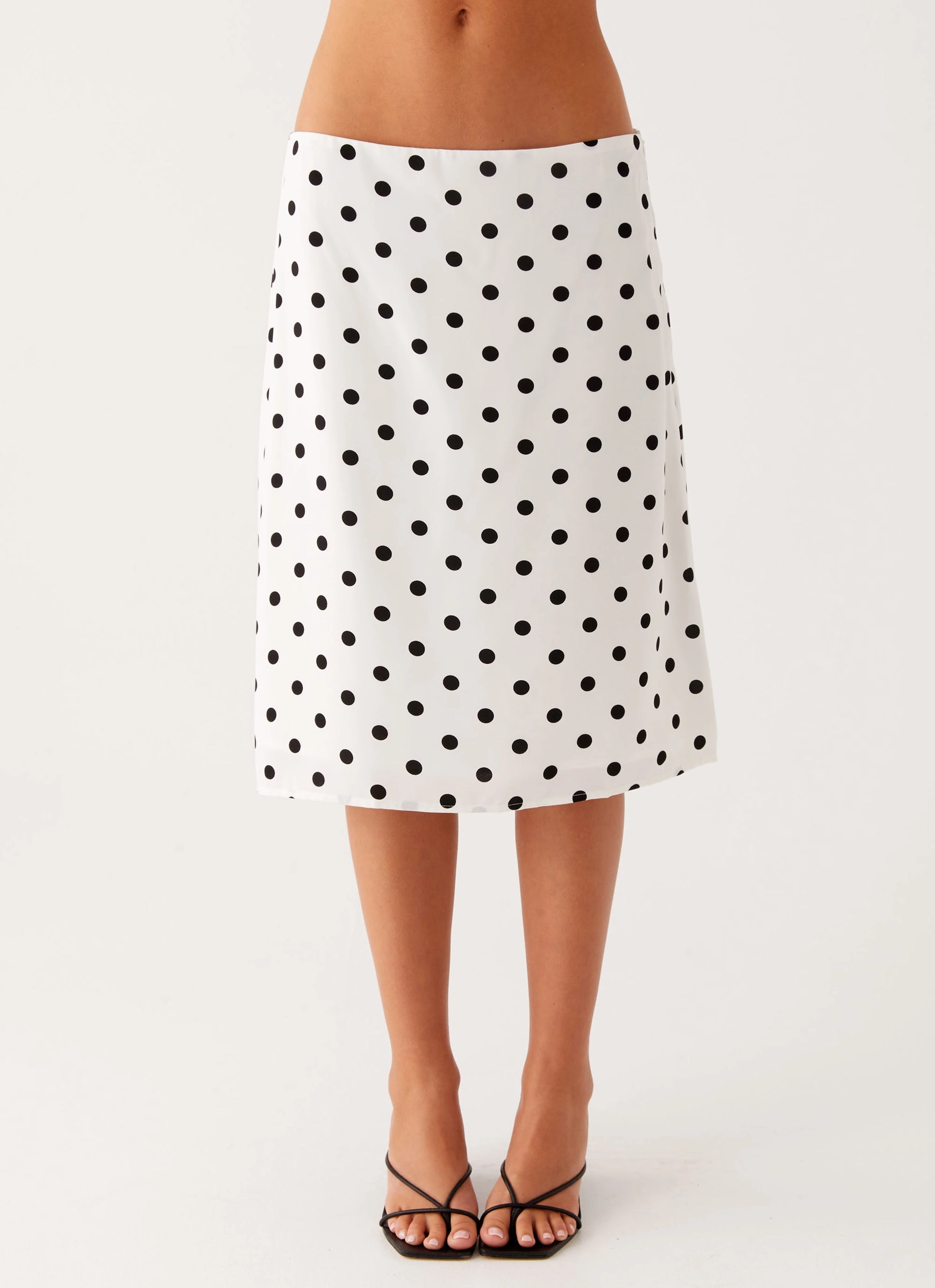 MachineWashable Functional Fashion Evoke Chiffon Midi Skirt - White Polka Dot