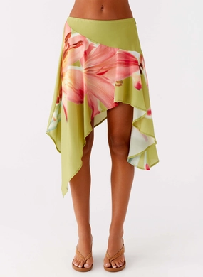 Kia Low Rise Asymmetrical Midi Skirt - Jungle Floral RegularFit