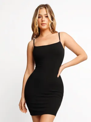 Circular Knit Shapewear Solid Modal Butt Lift Mini Slip Dress