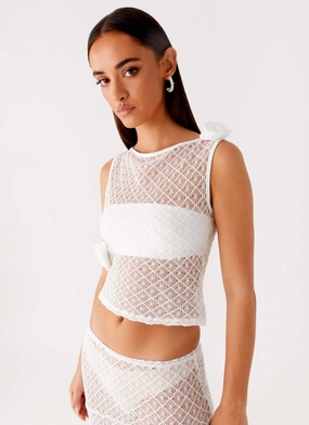 Velli Crochet Top - White Organic Cotton Blend