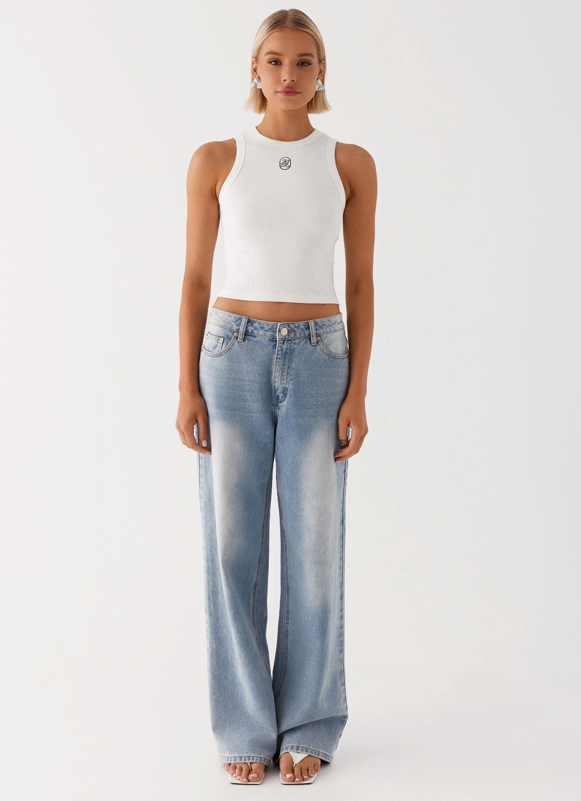 Veda Tank Top - White NonRestrictiveSilhouette Ventilation Panel