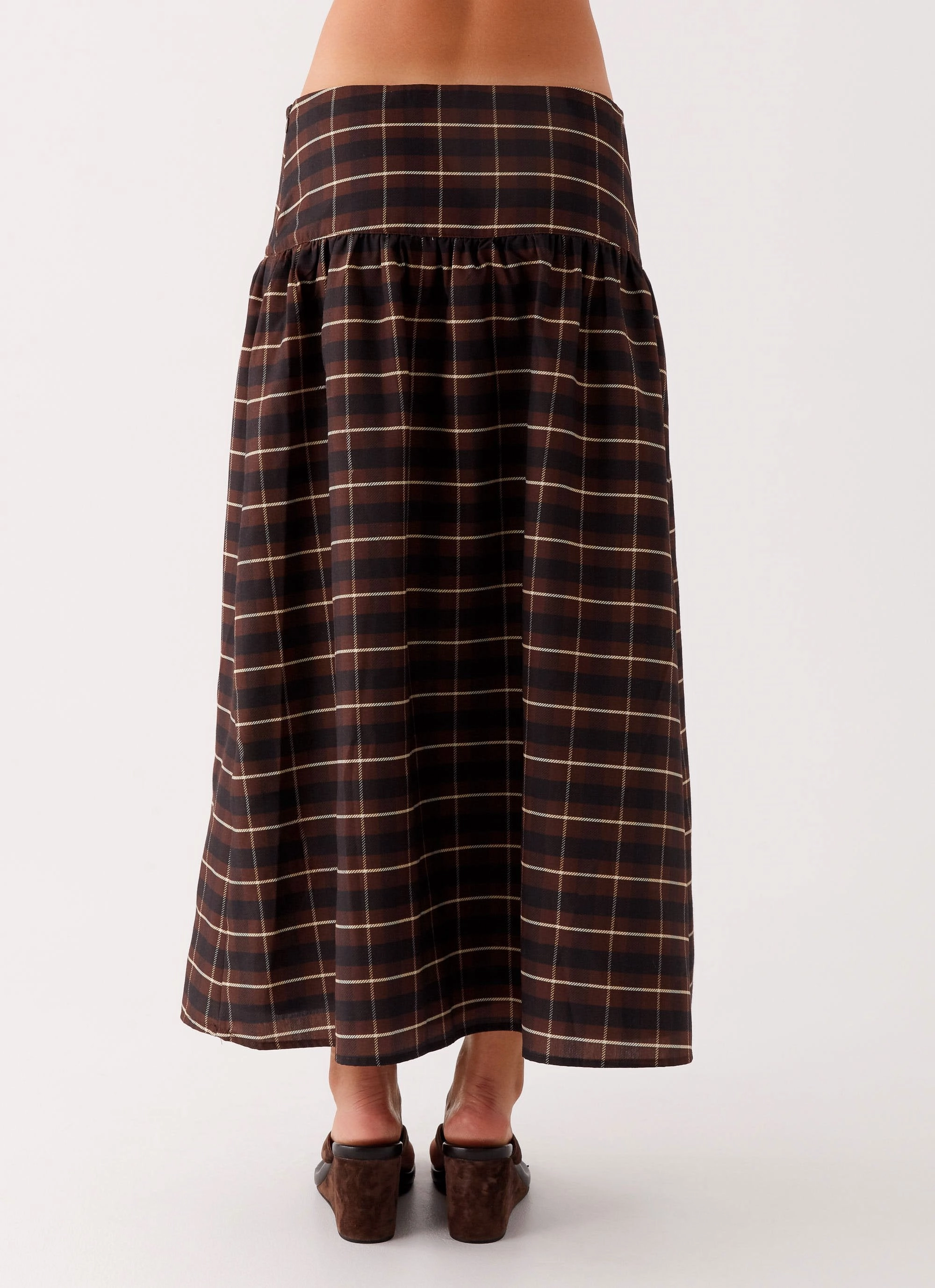 Occasion Dressing Quiet Places Midi Skirt - Chocolate Check