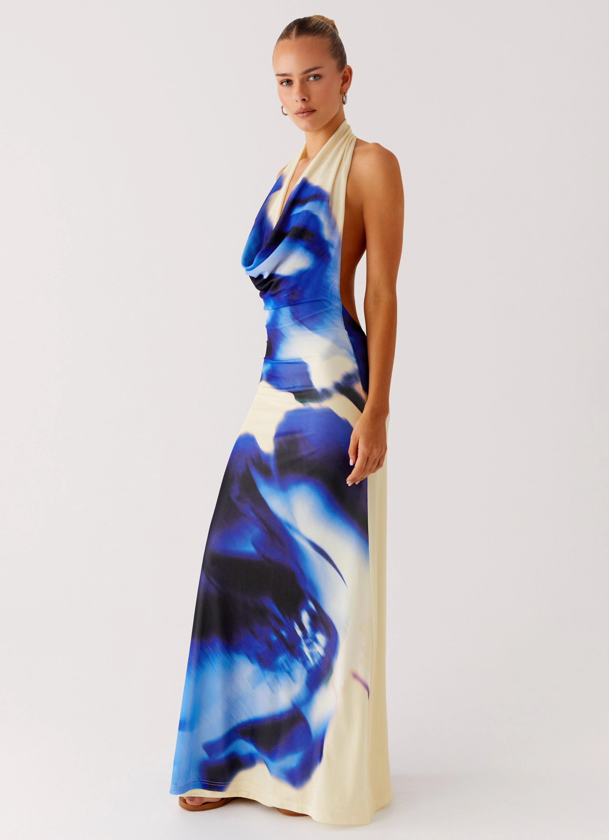 Only A Feeling Cowl Neck Maxi Dress - Heirloom Floral Fresh Motion Timeless Comfort