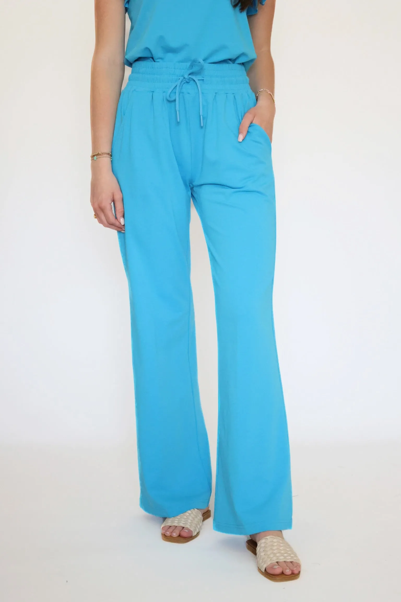 Quincy Pants - Malibu Blue-(FINAL SALE) Non Binding Waist Stretchable Comfort