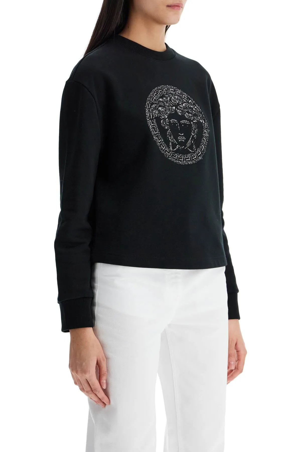 "boxy sweatshirt with med 1018753 1A13596 BLACK