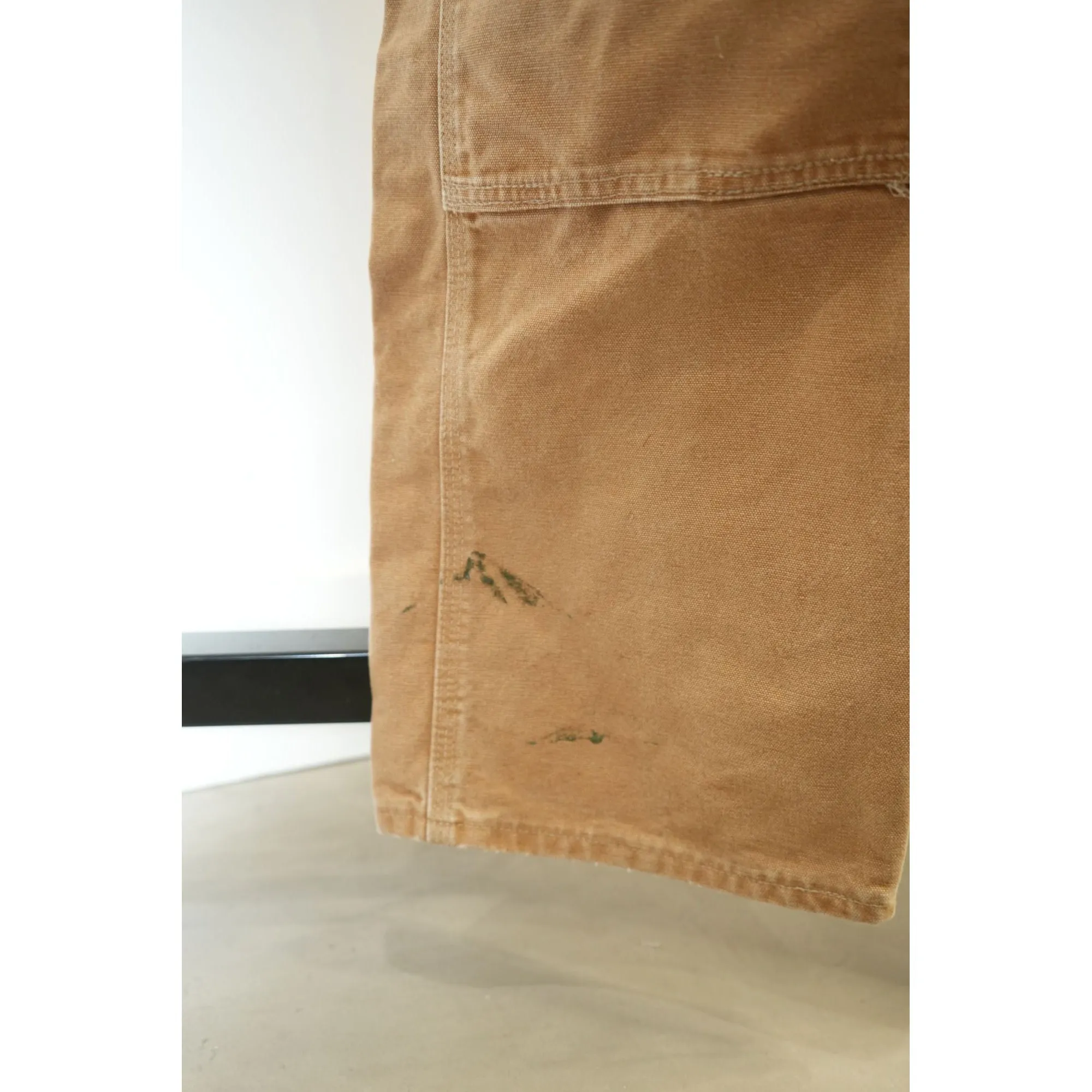 "Retail" Carhartt R01 BRN Unlined Canvas Double-Knee Workwear Bib Overalls W33 Men's