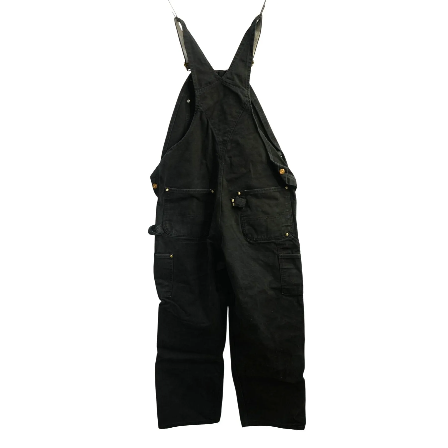 "Retail" Vintage Carhartt R01 BLK Unlined Canvas Double-Knee Workwear Bib Overalls Black W35 Men's