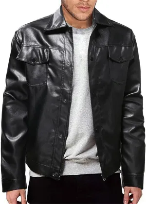 QWENTMTNTY Men Faux Leather Motorcycle Jacket Casual Stylish Moto Riding Biker Jacket Regular Fit Bomber Jackets Outerwear