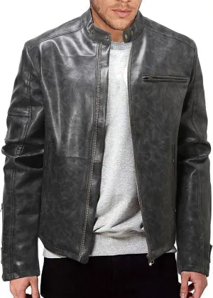 QWENTMTNTY Men Faux Leather Motorcycle Jacket Casual Stylish Moto Riding Biker Jacket Regular Fit Bomber Jackets Outerwear