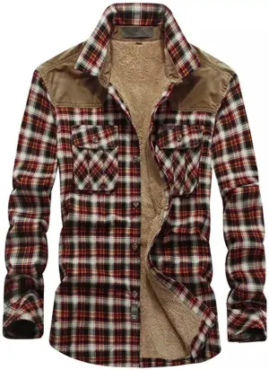QWENTMTNTY Mens Corduroy Jacket Sherpa Lined Winter Casual Flannel Shirts Western Cowboy Warm Heavyweight Jackets Outerwear