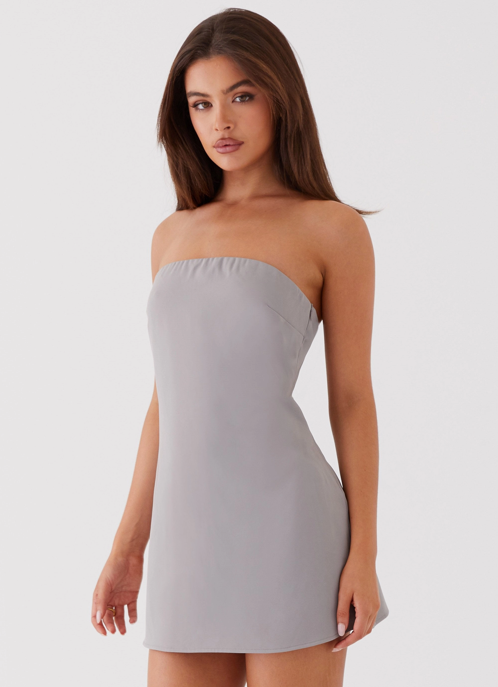 Rachel Strapless Mini Dress - Grey Noble Glow