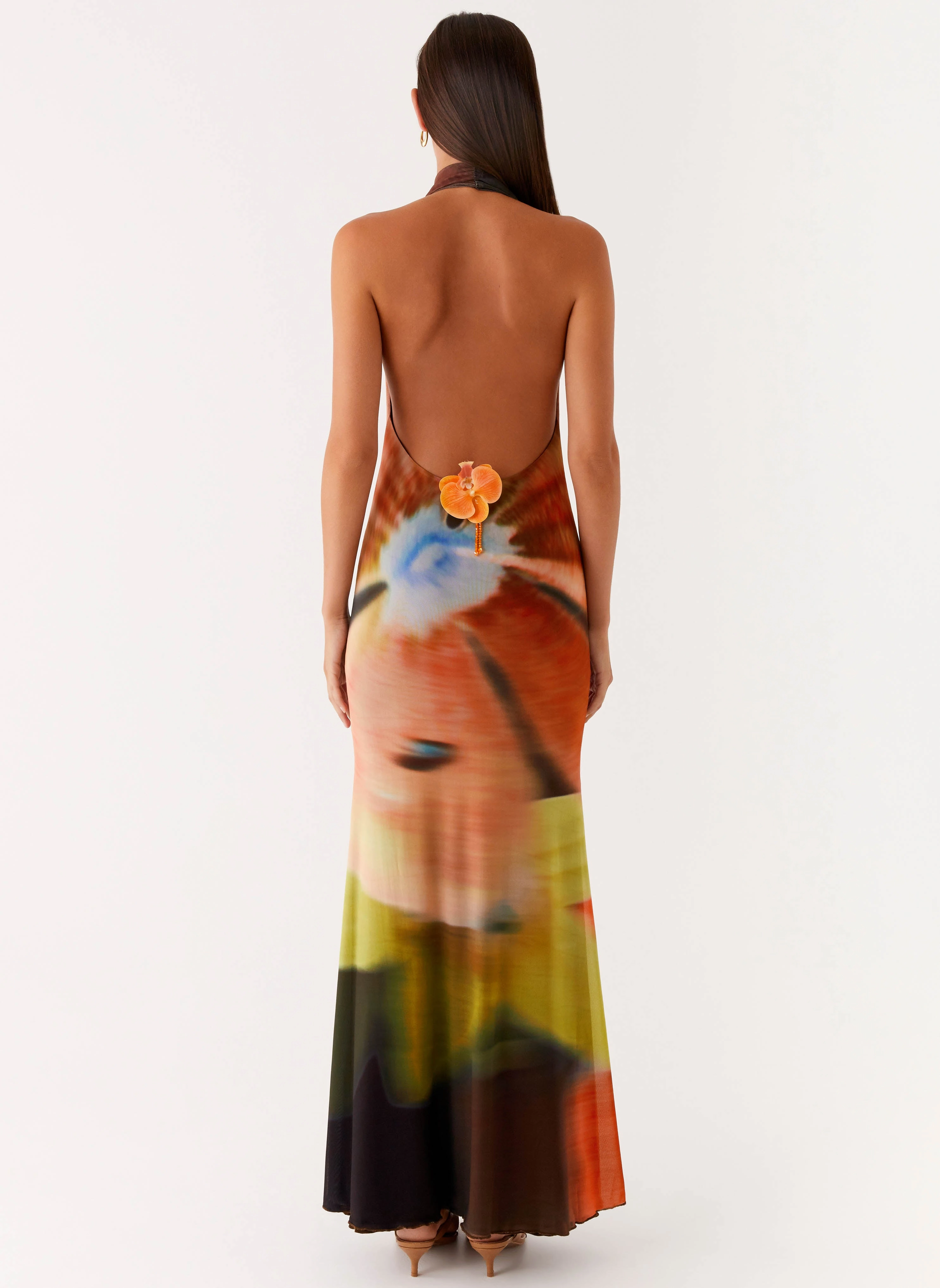 Chic Waistband Design Designer-Label Raellia Maxi Dress - Moody Floral