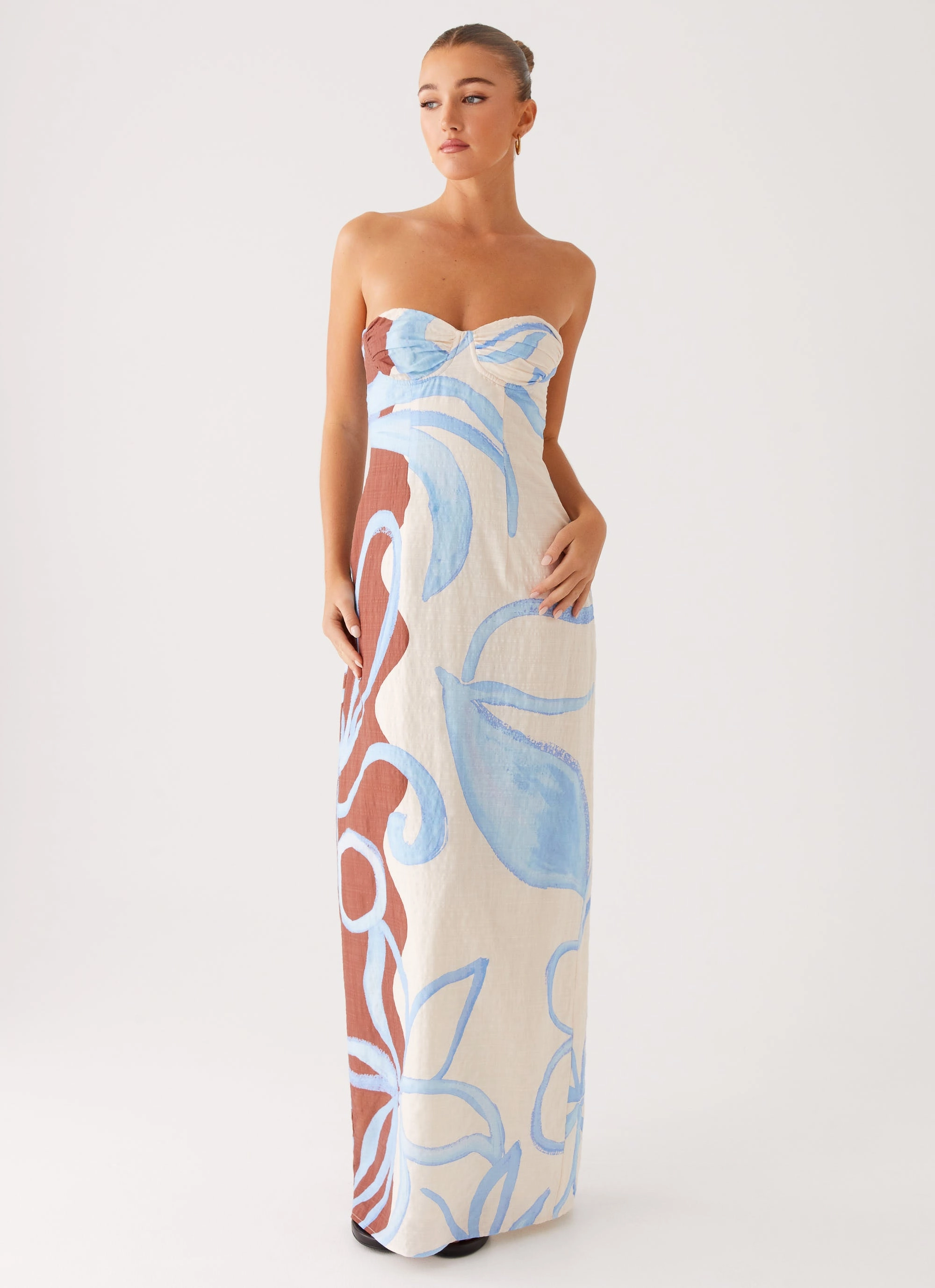 Raiden Maxi Dress - Bloom Wave Print Lounge Base