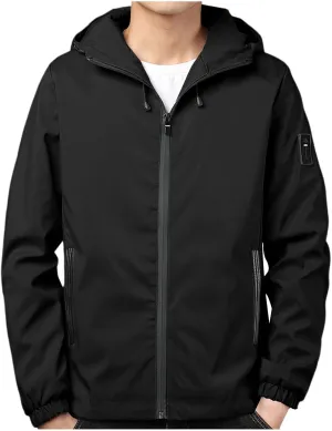 Rain Jacket For Men Lightweight Waterproof Breathable Jackets Windbreaker Solid Hooded Raincoats For Outdoor Hiking