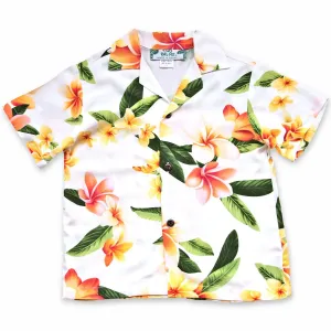 rain white hawaiian boy shirt