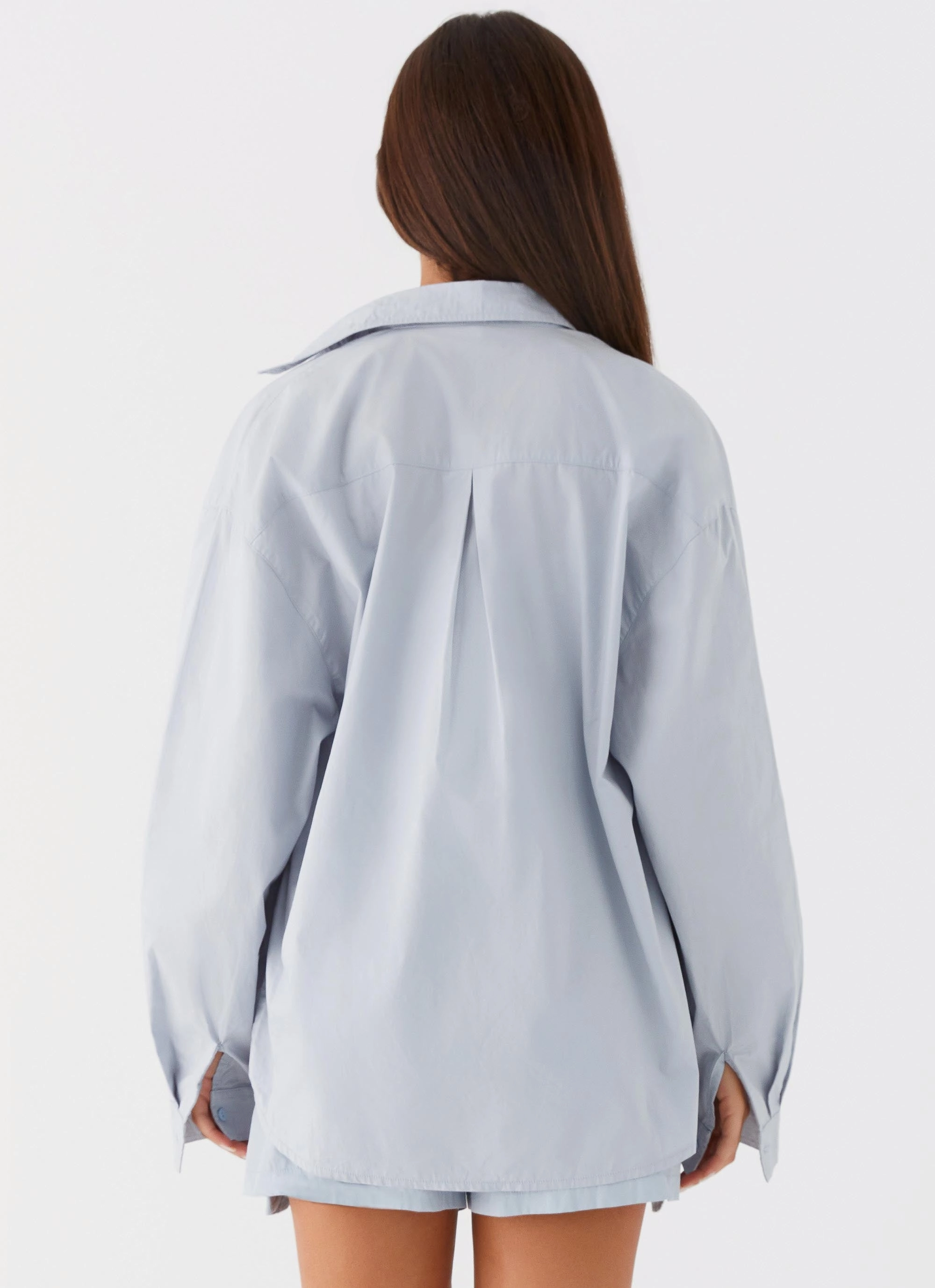 Smart Design Double layer fabric Emelda Long Sleeve Shirt - Blue