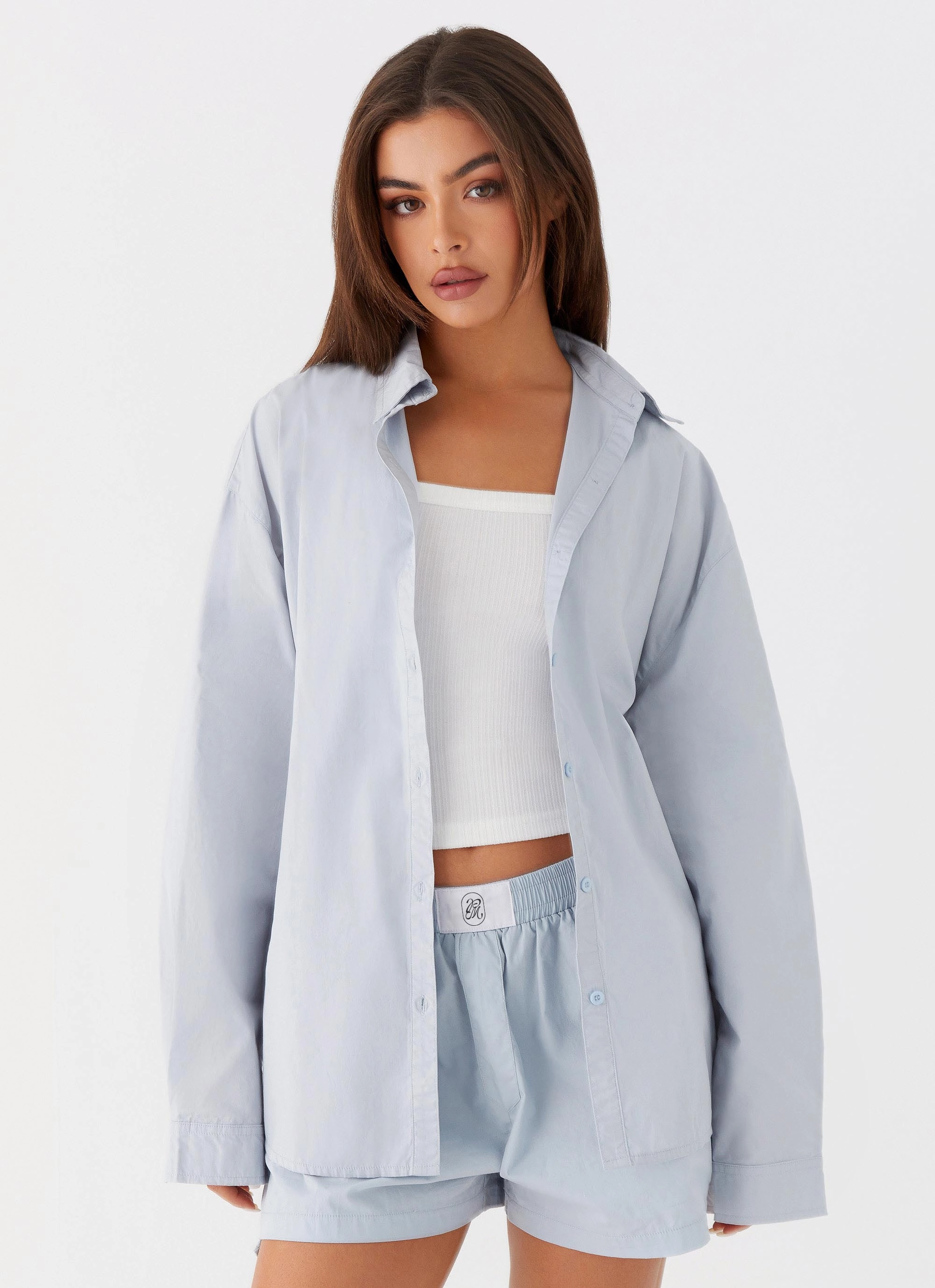 Multi pockets Emelda Long Sleeve Shirt - Blue