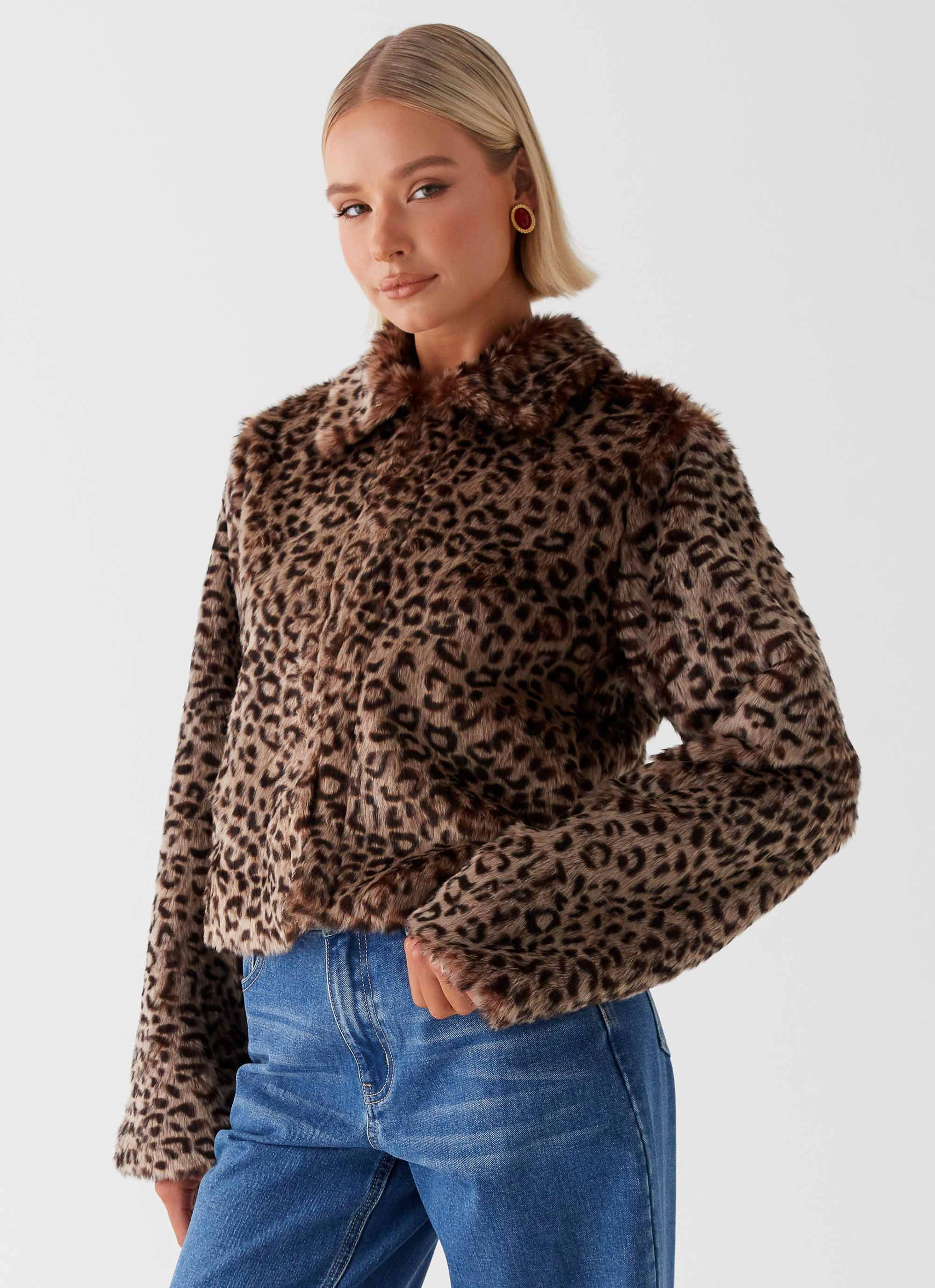 Thermal Reflective Lining Raleigh Fur Jacket - Leopard