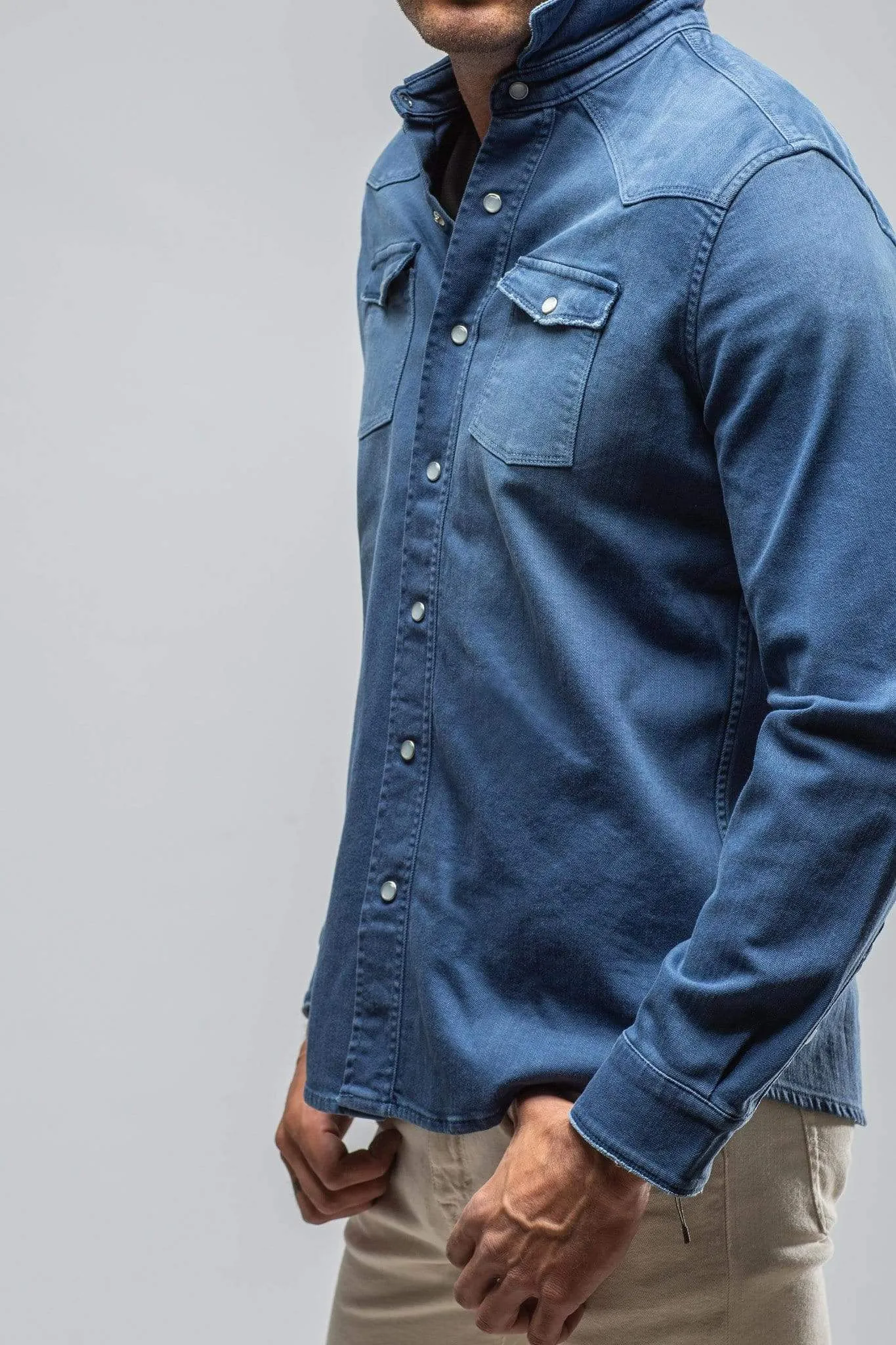 Ranger Colored Denim Snap Shirt In Indaco