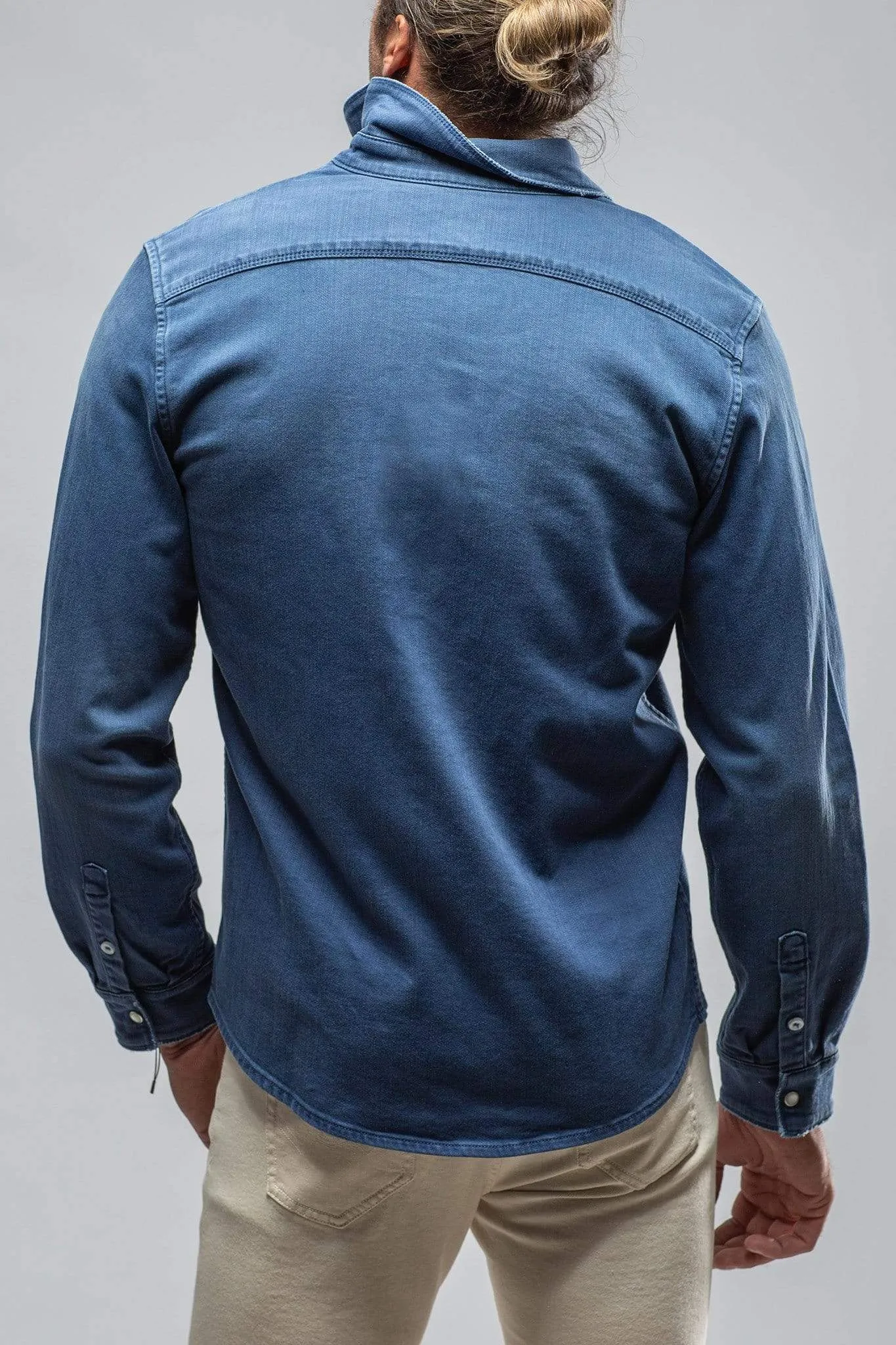 Ranger Colored Denim Snap Shirt In Indaco