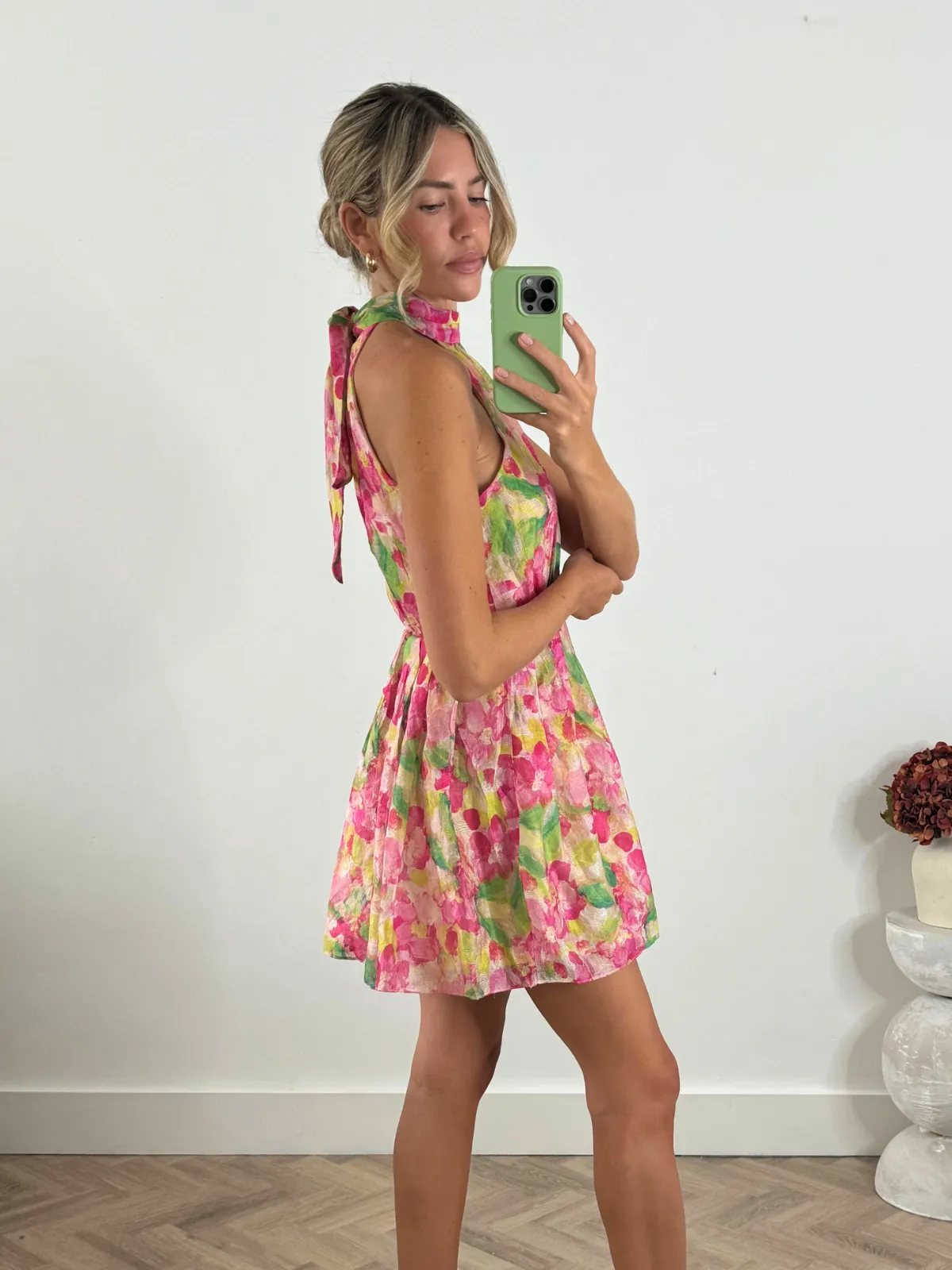 Raye High Neck Mini Dress in Multi Floral Fashion Mix