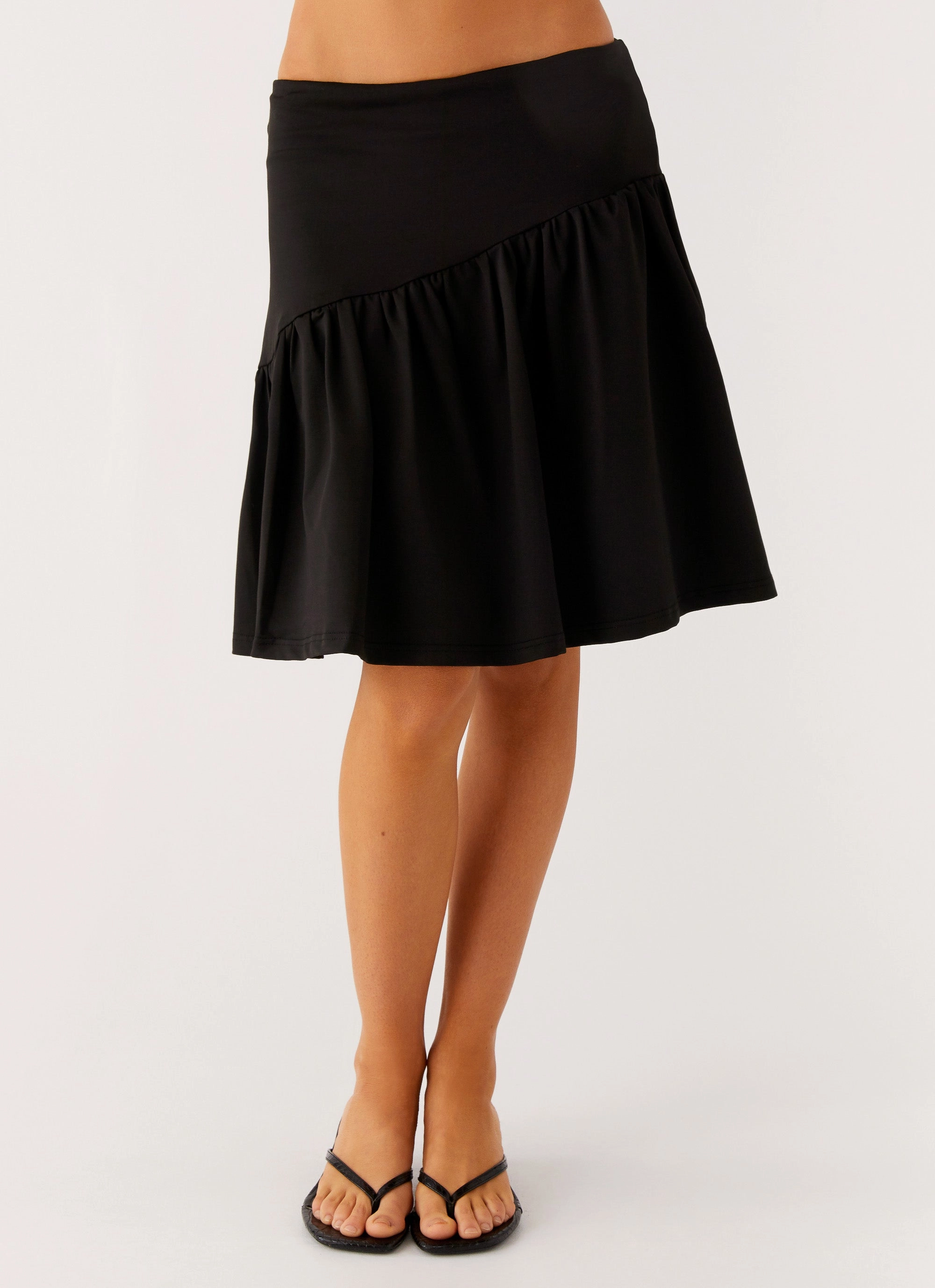 Rayna Midi Skirt - Black Non Slip Waistband Perfect Layer