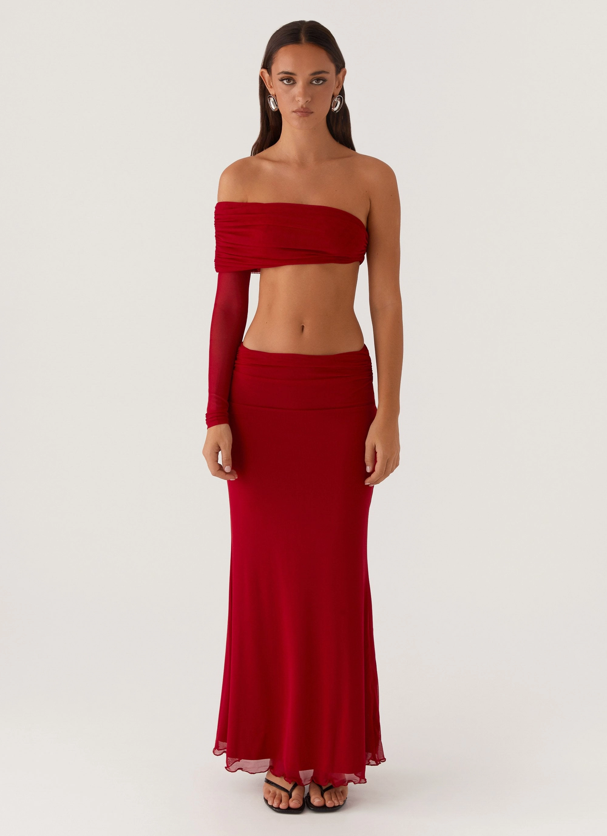 Non Restrictive Fit Rayne Maxi Skirt - Red