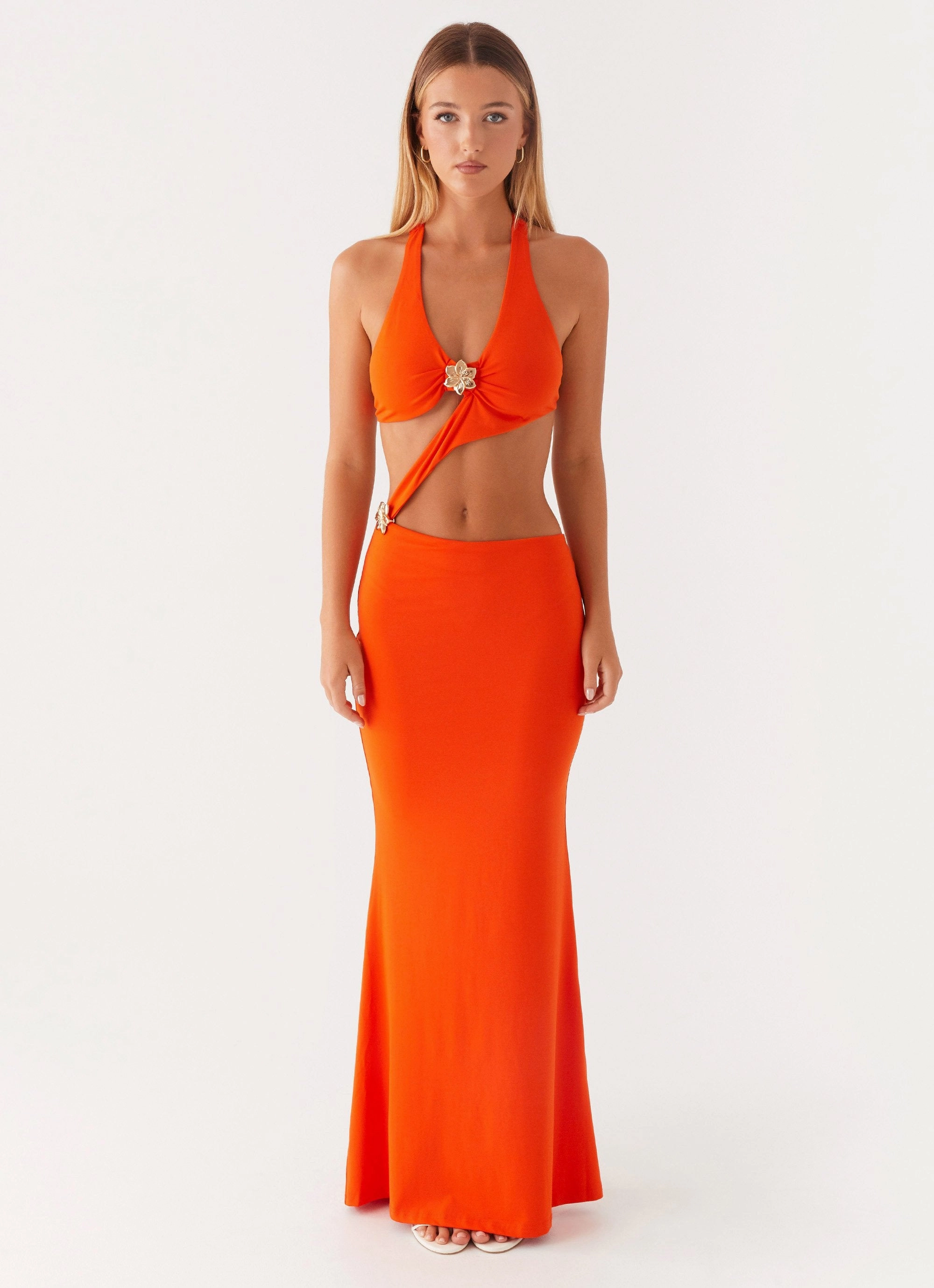 Reasons To Stay Cut Out Maxi Dress - Orange Bless Touch