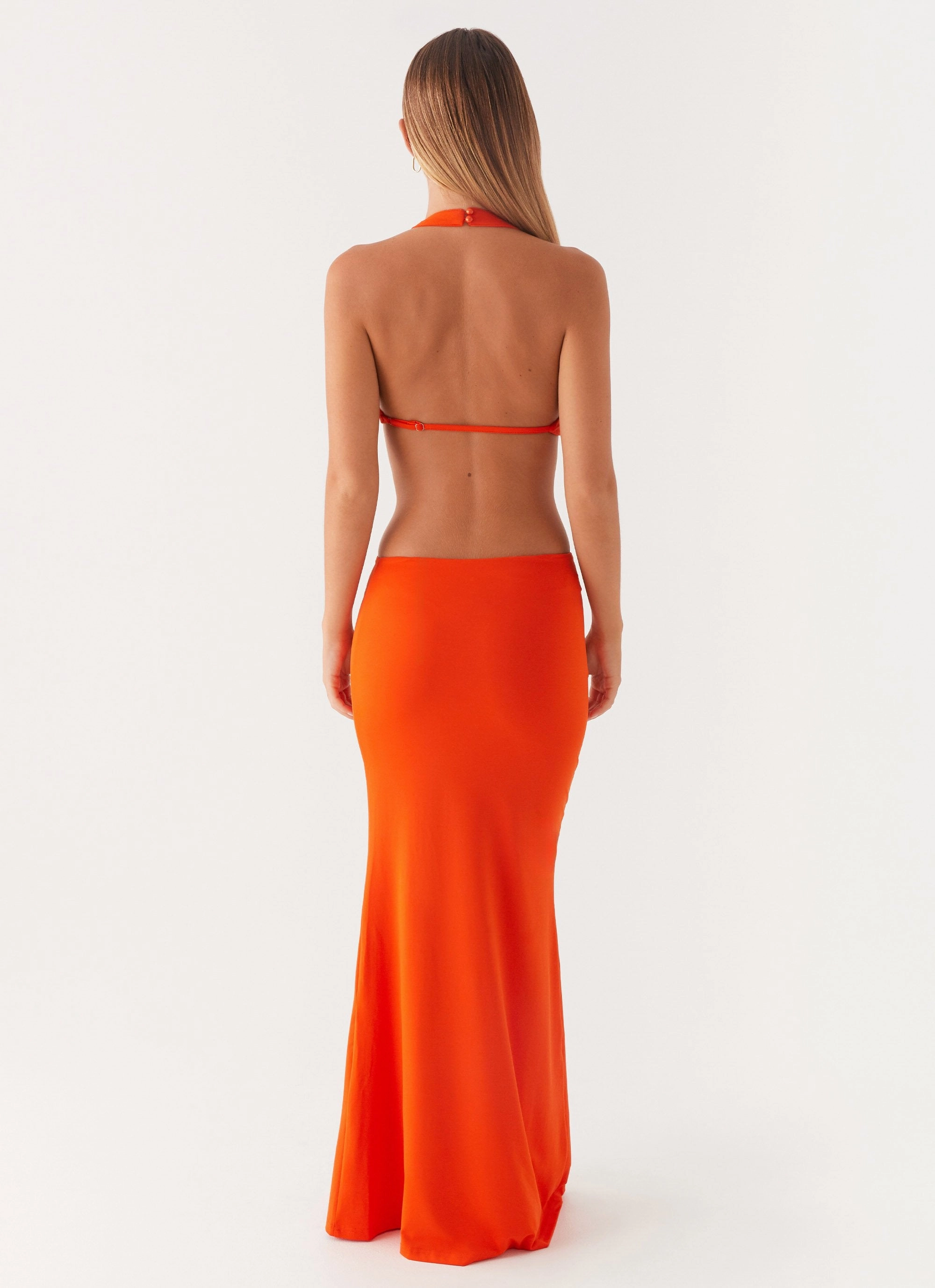 Reasons To Stay Cut Out Maxi Dress - Orange Lace Accent Fashion Fit