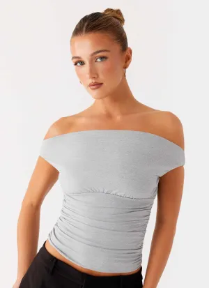 Reva Off Shoulder Top - Grey High Durability Material