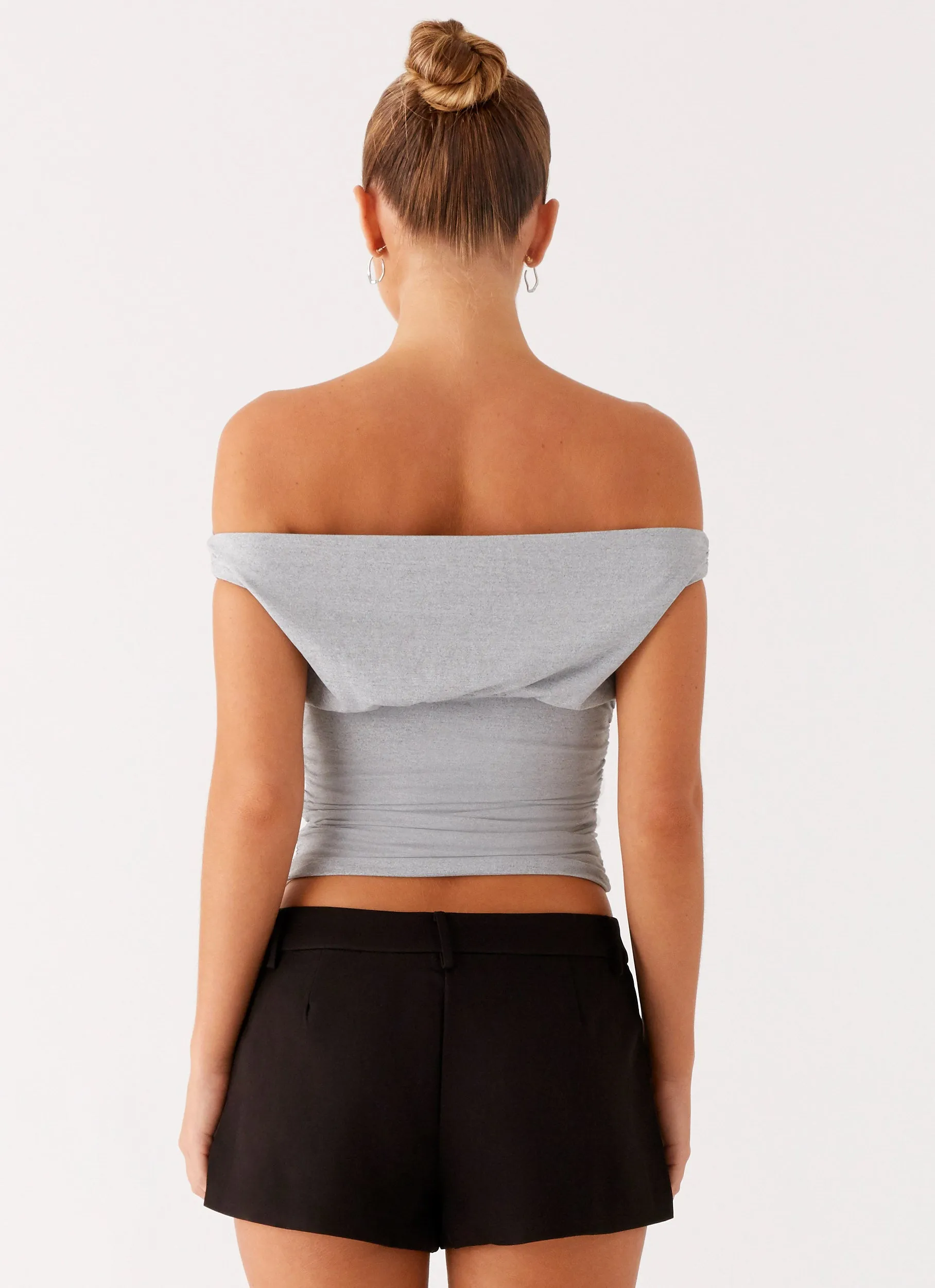 Reva Off Shoulder Top - Grey Biodegradable material Biodegradable Fiber Composition