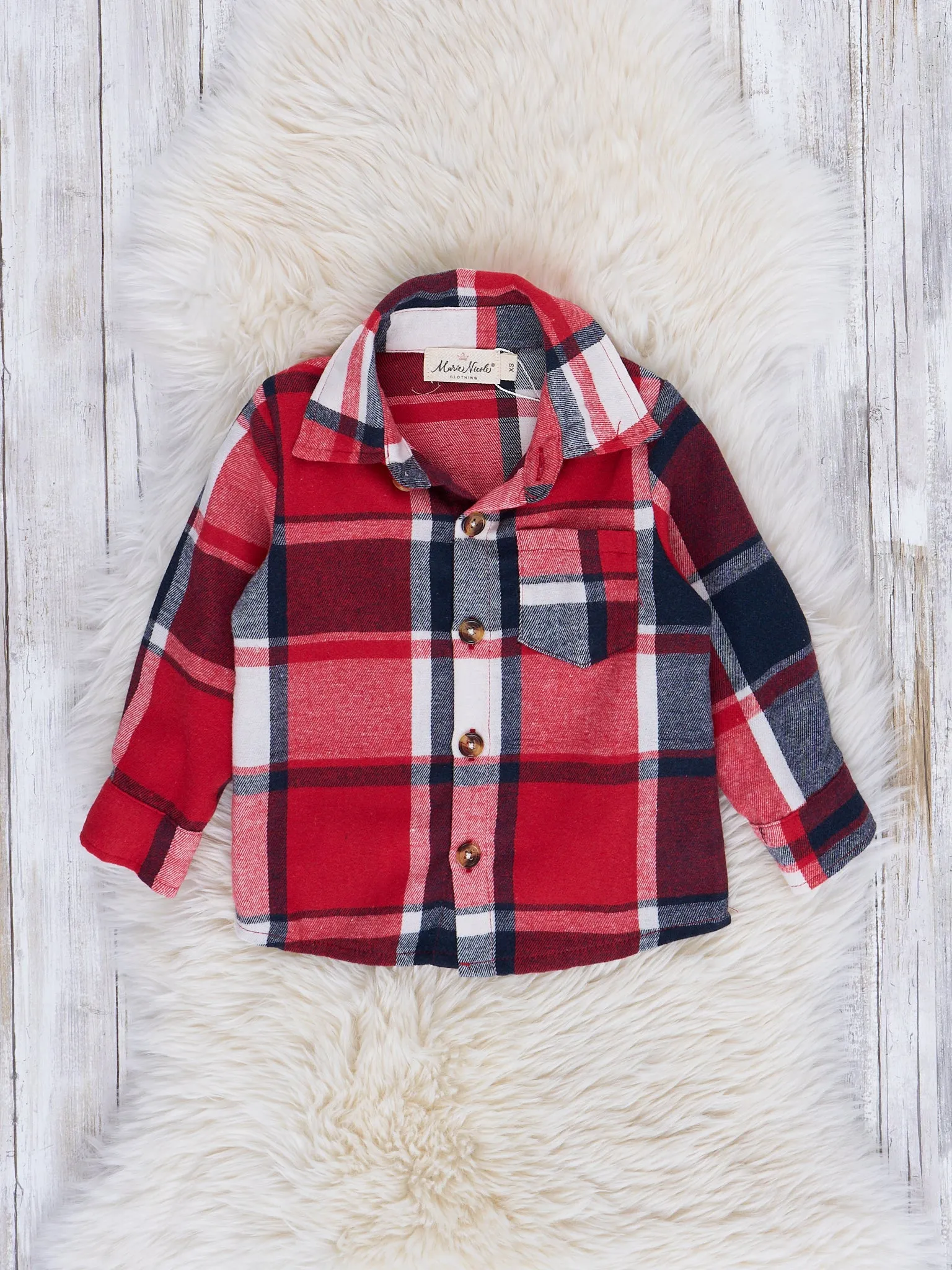 Red & Black Plaid Pocket Flannel Shirt