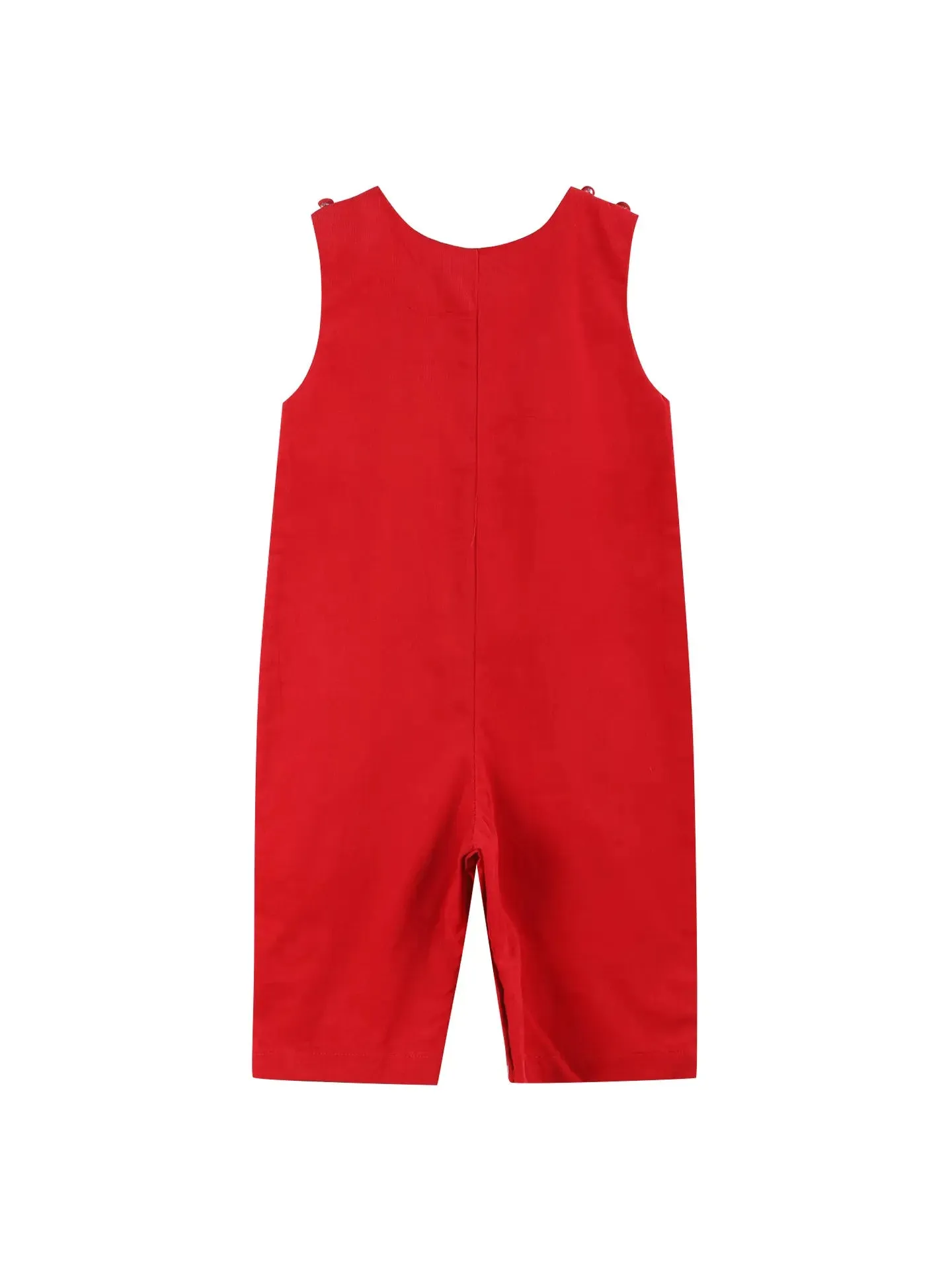 Red Corduroy Christmas Smocked Overalls